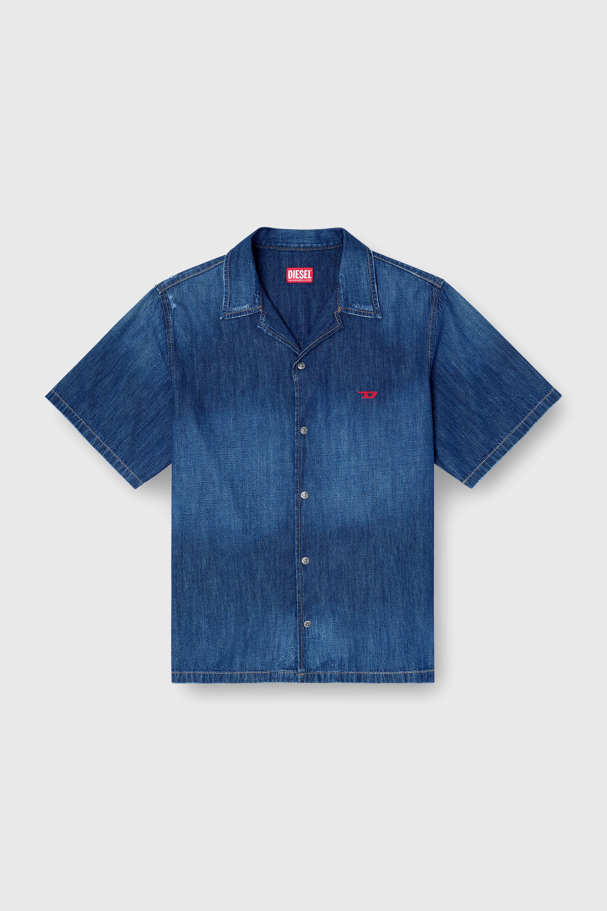 Diesel - D-NABIL-D, Camicia in denim a maniche corte Uomo in Blu - 2