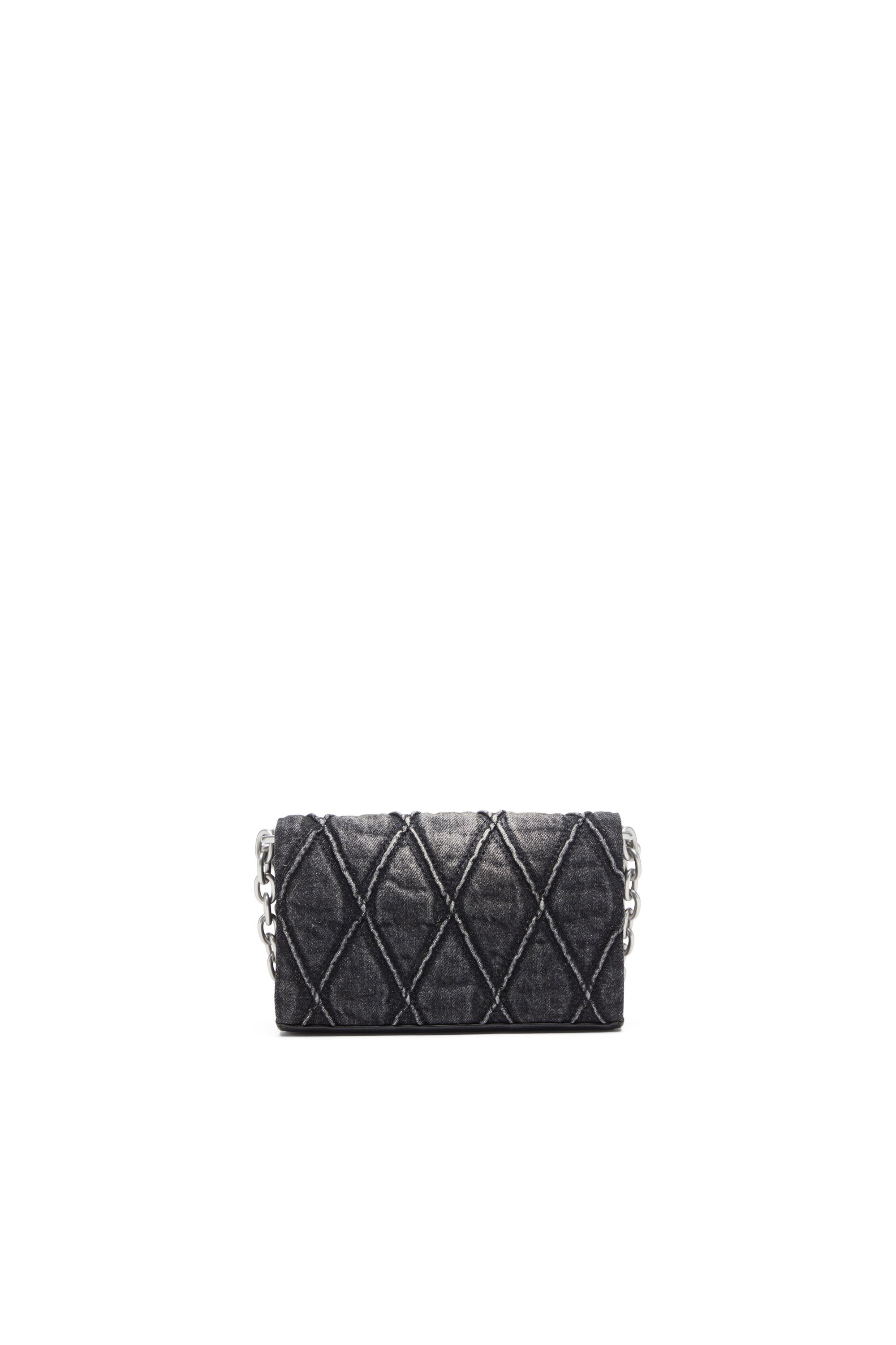 Diesel - CHARM-D WALLET STRAP, Damen Portemonnaie-Tasche aus gestepptem Argyle-Denim in Schwarz - 2