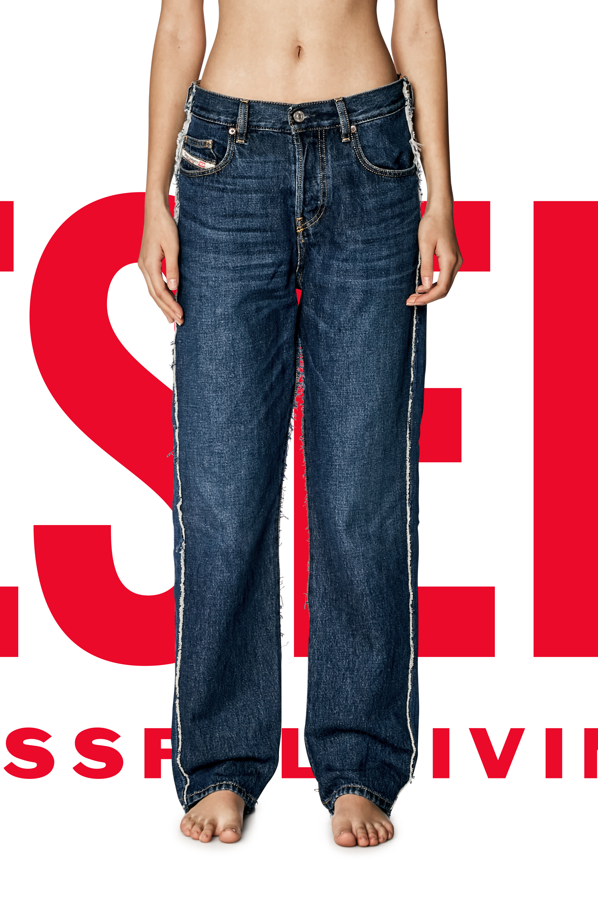 Diesel - Mixte Straight Jeans Dieseloves 03 09K47, Bleu moyen - Image 1