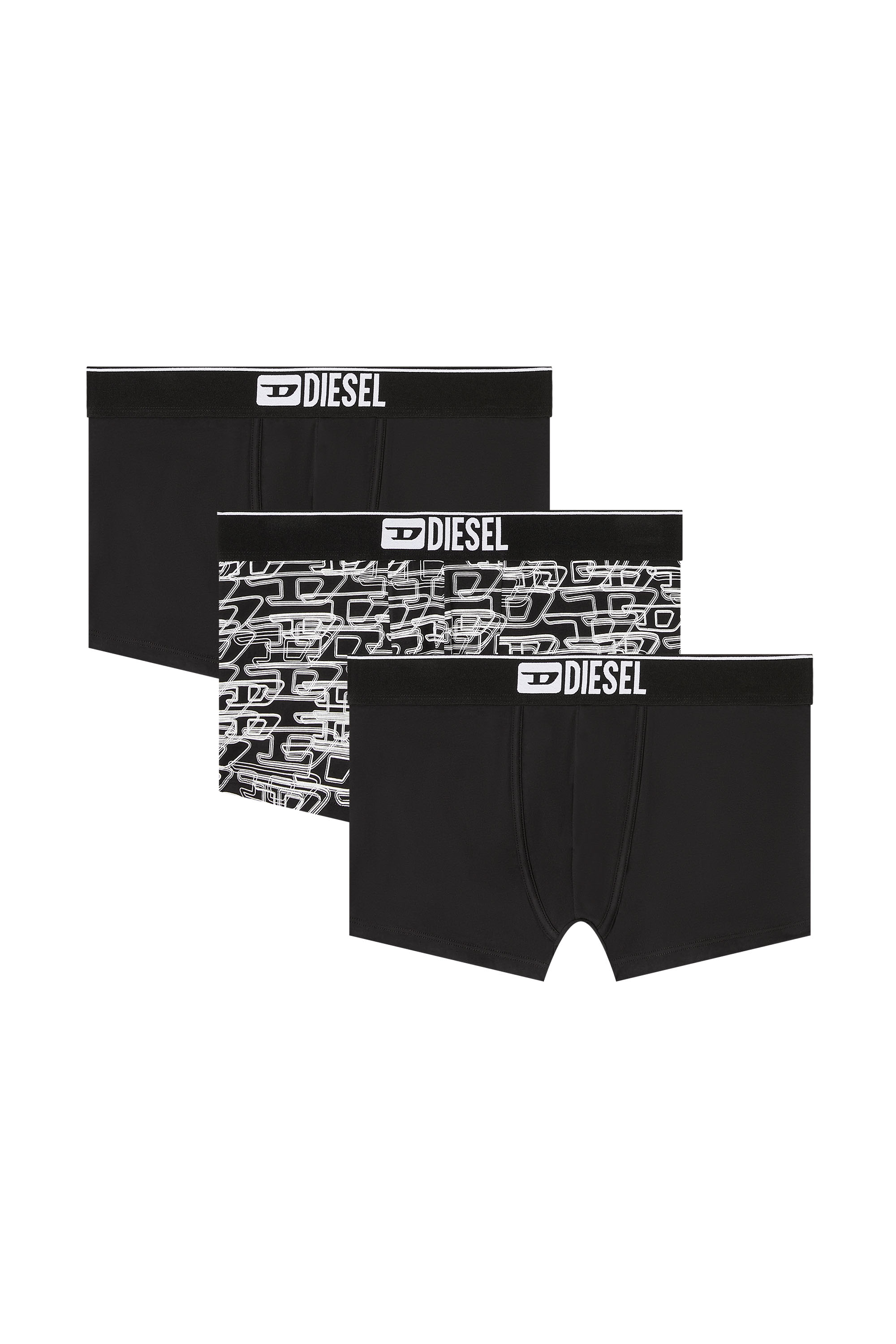 Diesel - DAMIEN-D-BOX-3PACK, Herren 3er-Pack Boxershorts aus Stretch-Baumwolle mit Logo in Schwarz/Weiss - 1