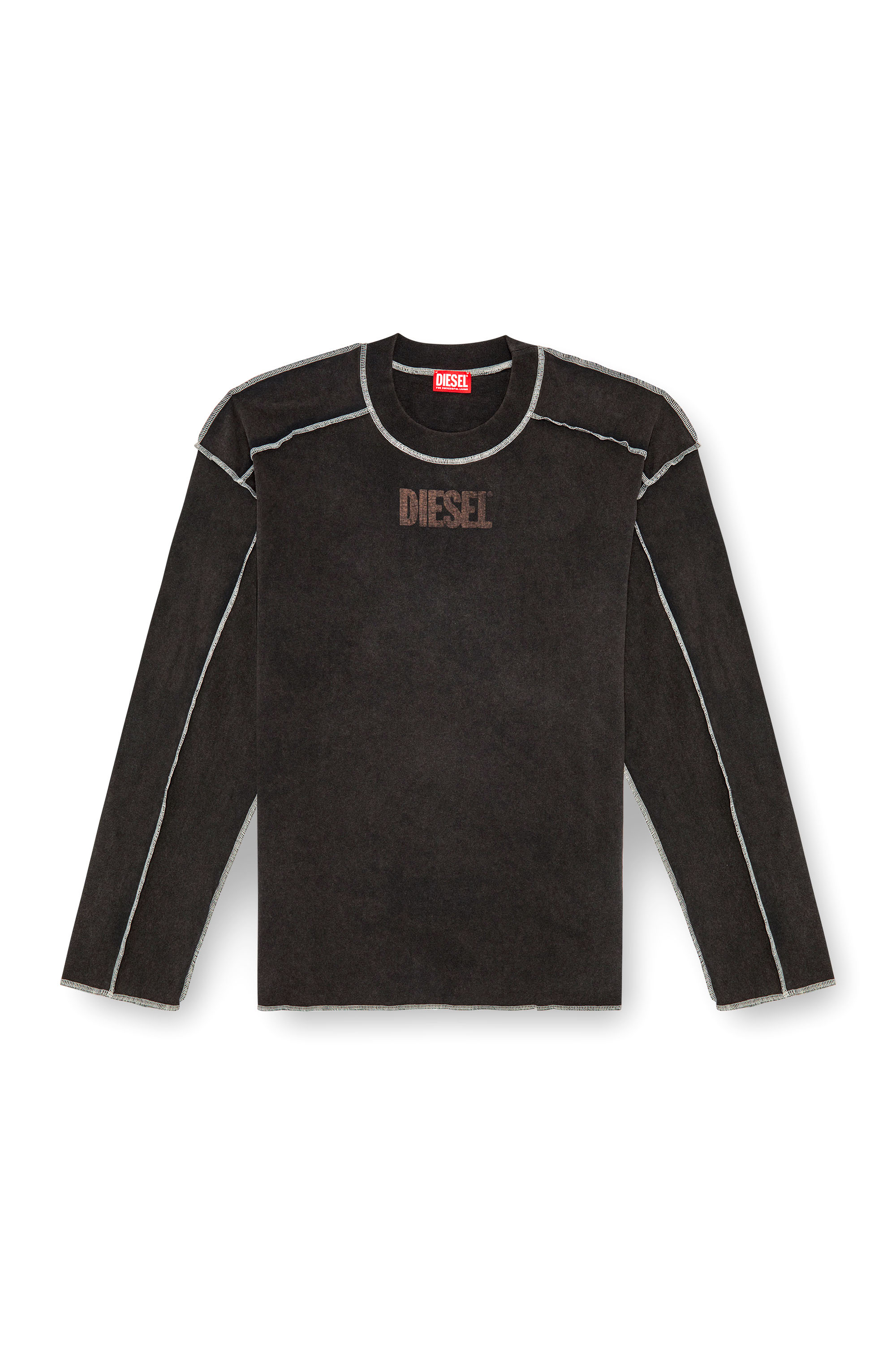 Diesel - T-CRAOR-LS, Uomo T-shirt a maniche lunghe con effetto inside-out in Grigio - Image 3