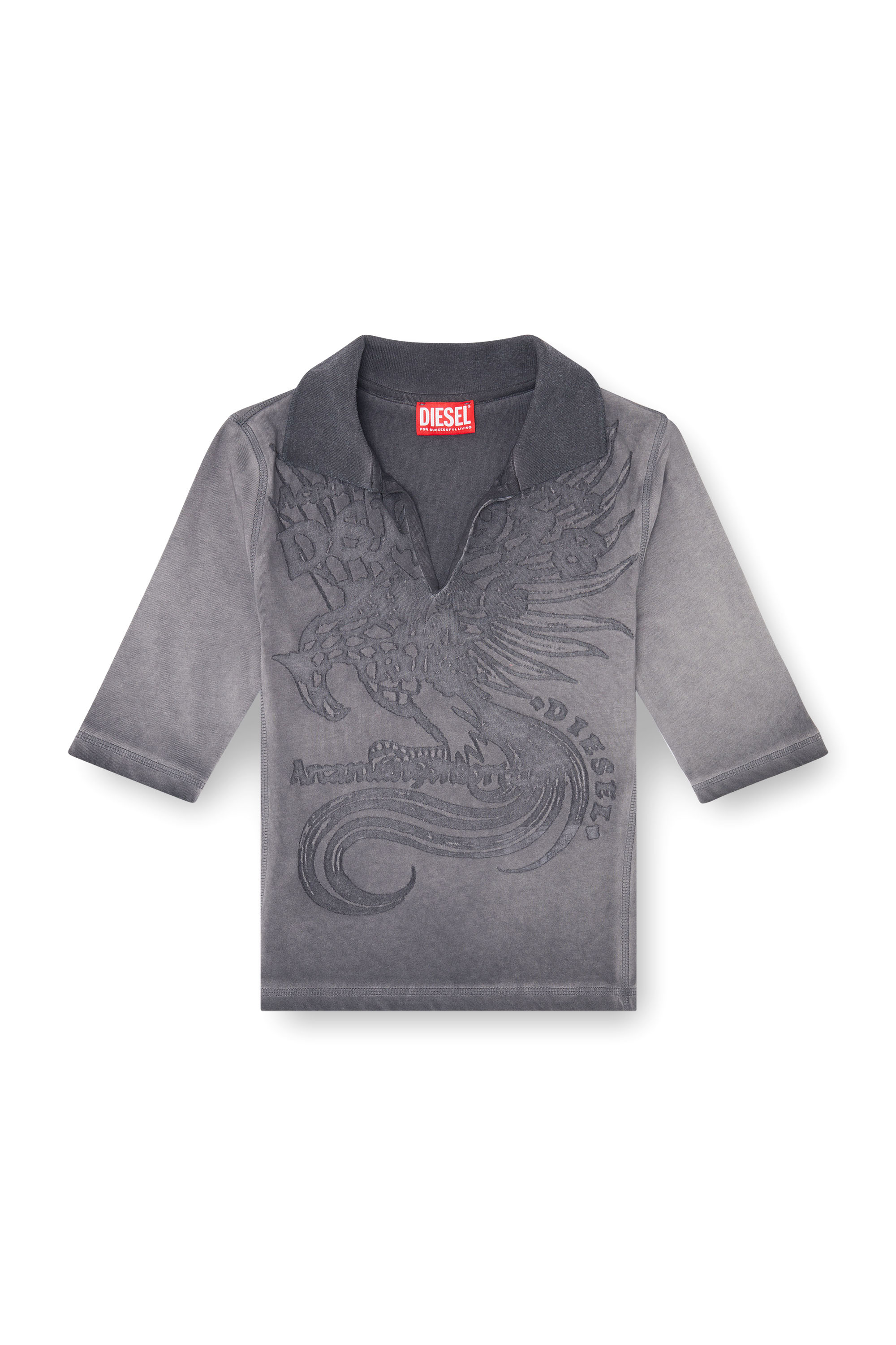 Diesel - T-BEA, Polo slim con stampa d&eacute;vor&eacute; Donna in ToBeDefined - 2