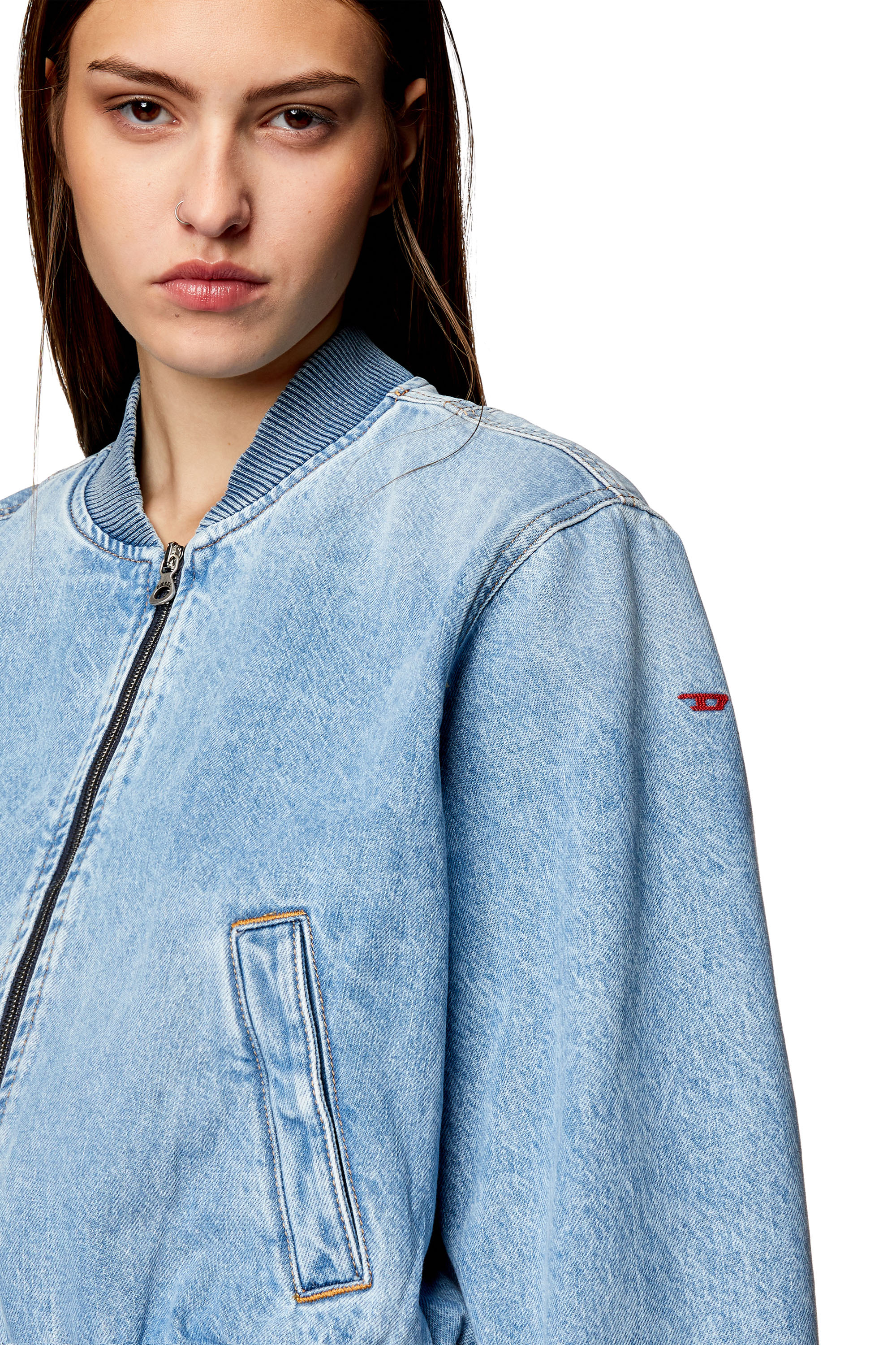 Diesel - DE-KIDDO, Bomber in denim Donna in Blu - 5