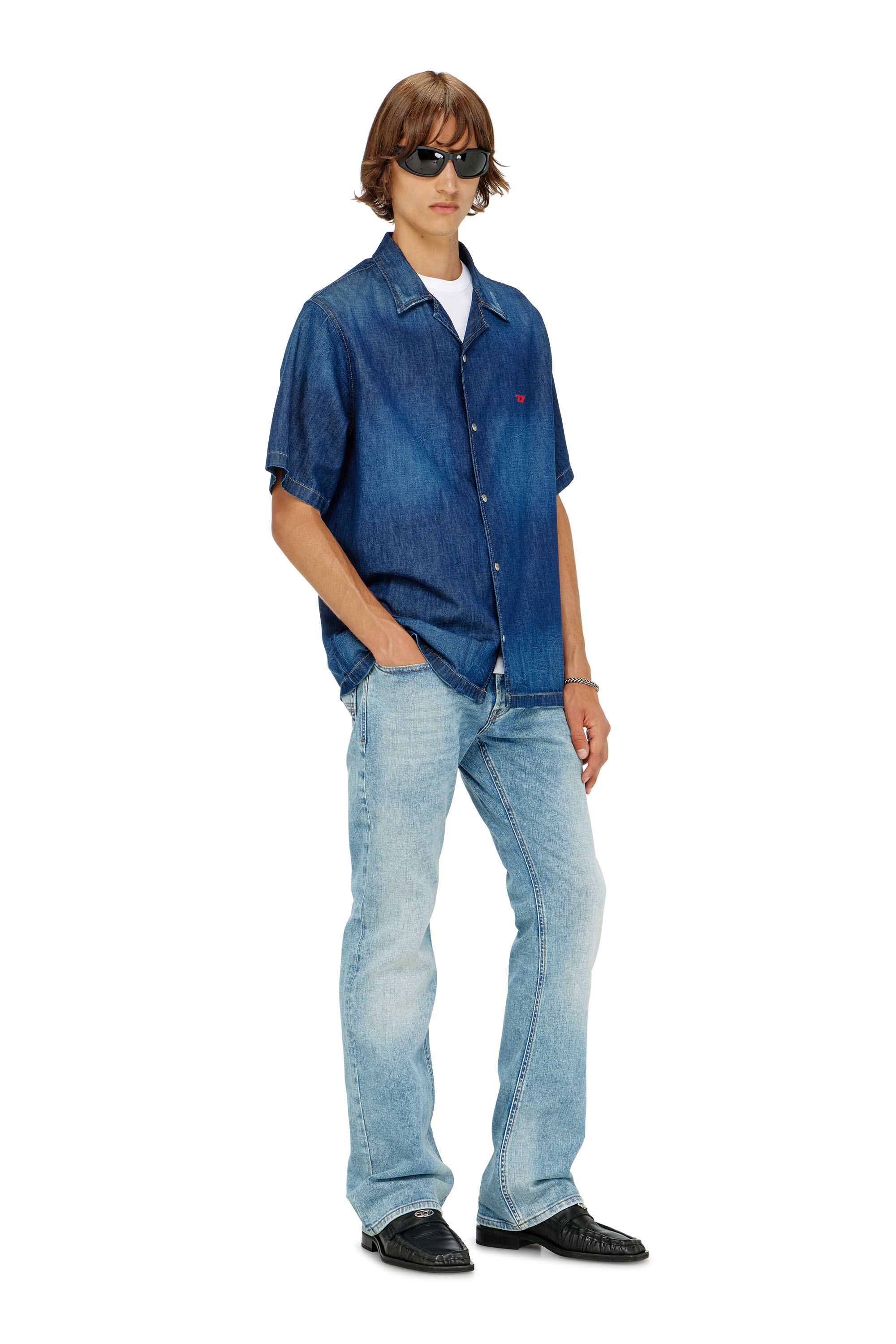 Diesel - D-NABIL-D, Camicia in denim a maniche corte Uomo in Blu - 2