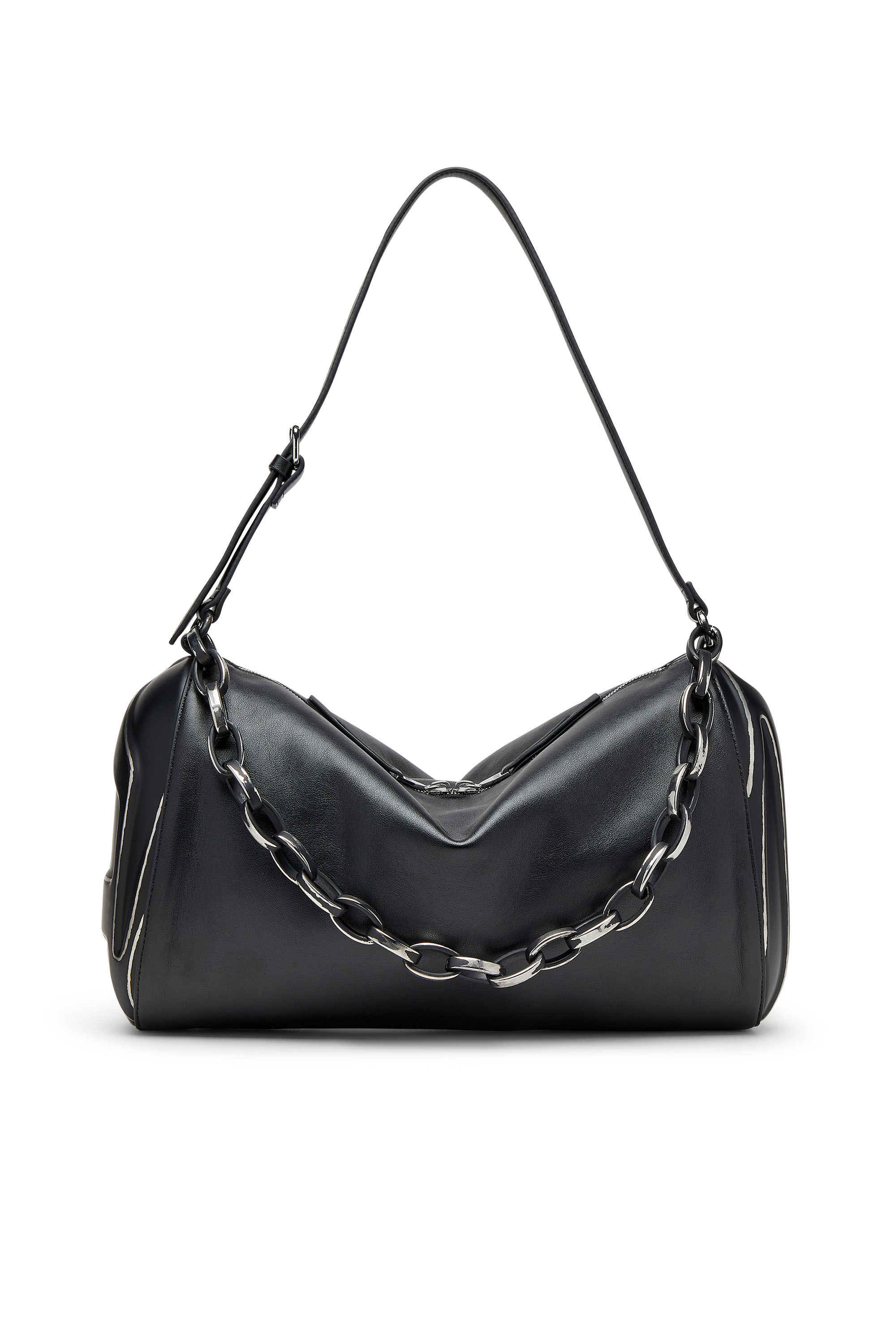 Diesel - LOAD-D SHOULDER BAG X, Load-D-Borsa a spalla in PU laminato spazzolato Unisex in Nero - 1