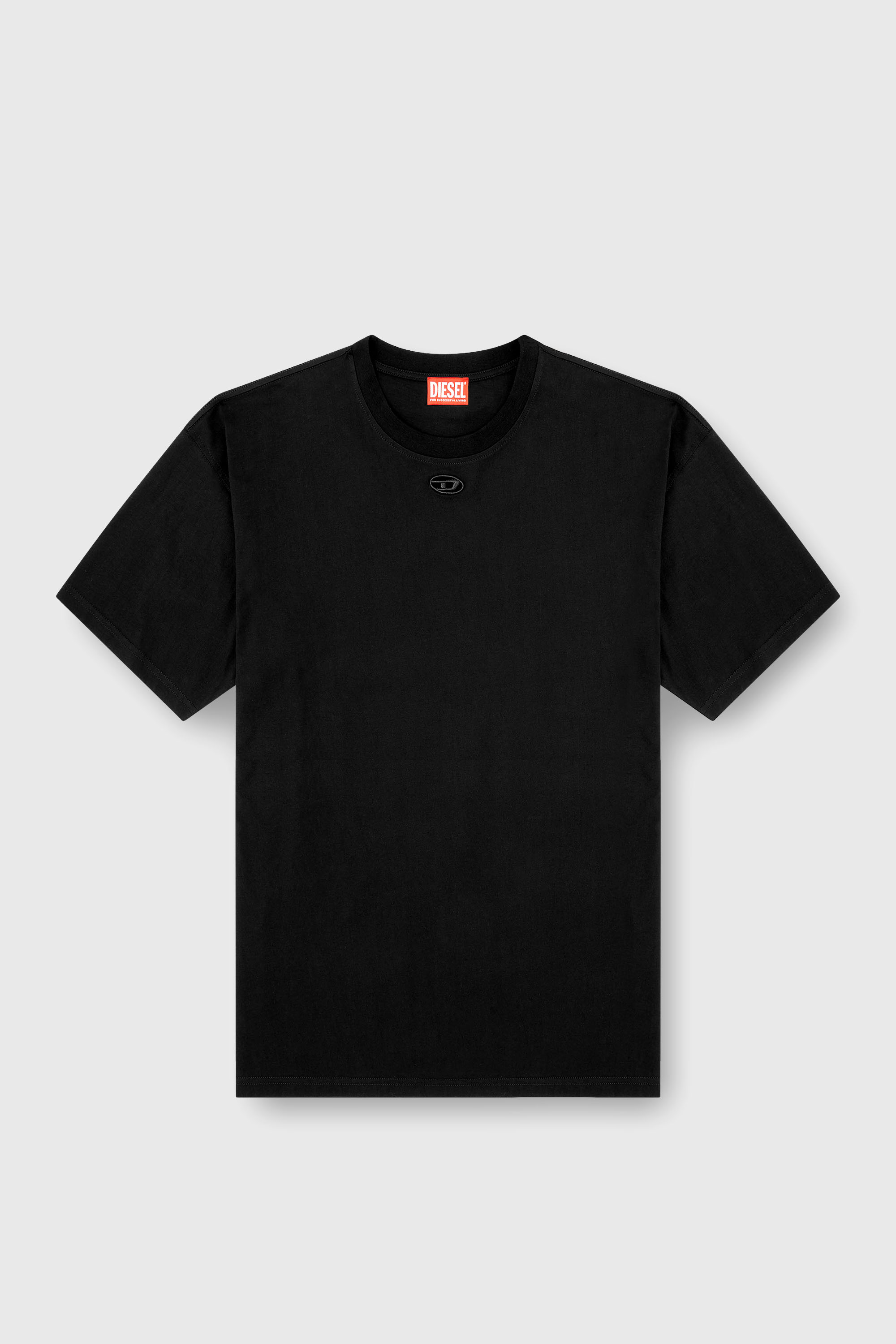 Diesel - T-BOXT-DCO, T-shirt en coton d&eacute;contract&eacute;e avec broderie Oval D Homme in Noir - 2