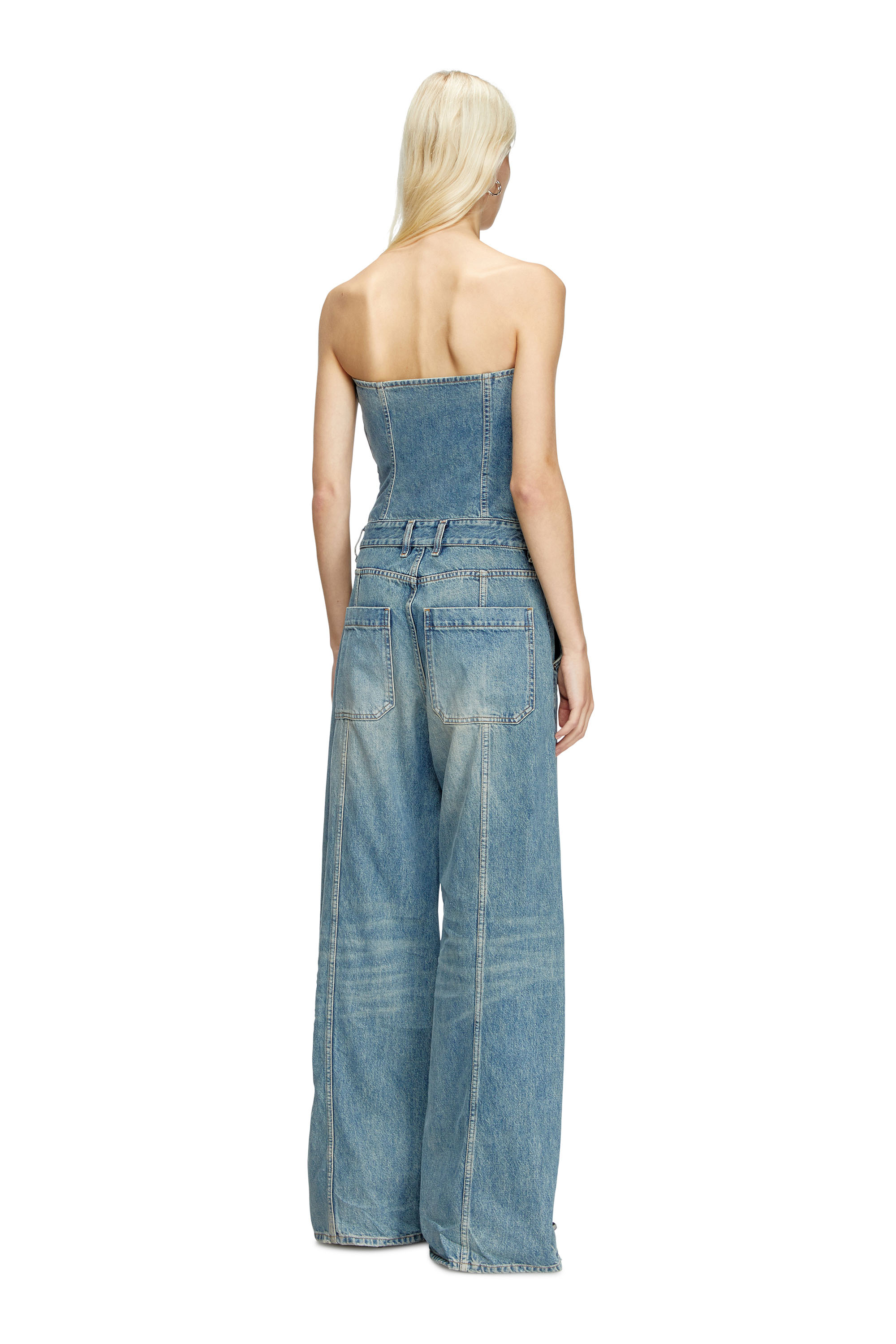 Diesel - DE-BRIDE, Combinaison sans bretelles en denim Femme in Bleu - 4