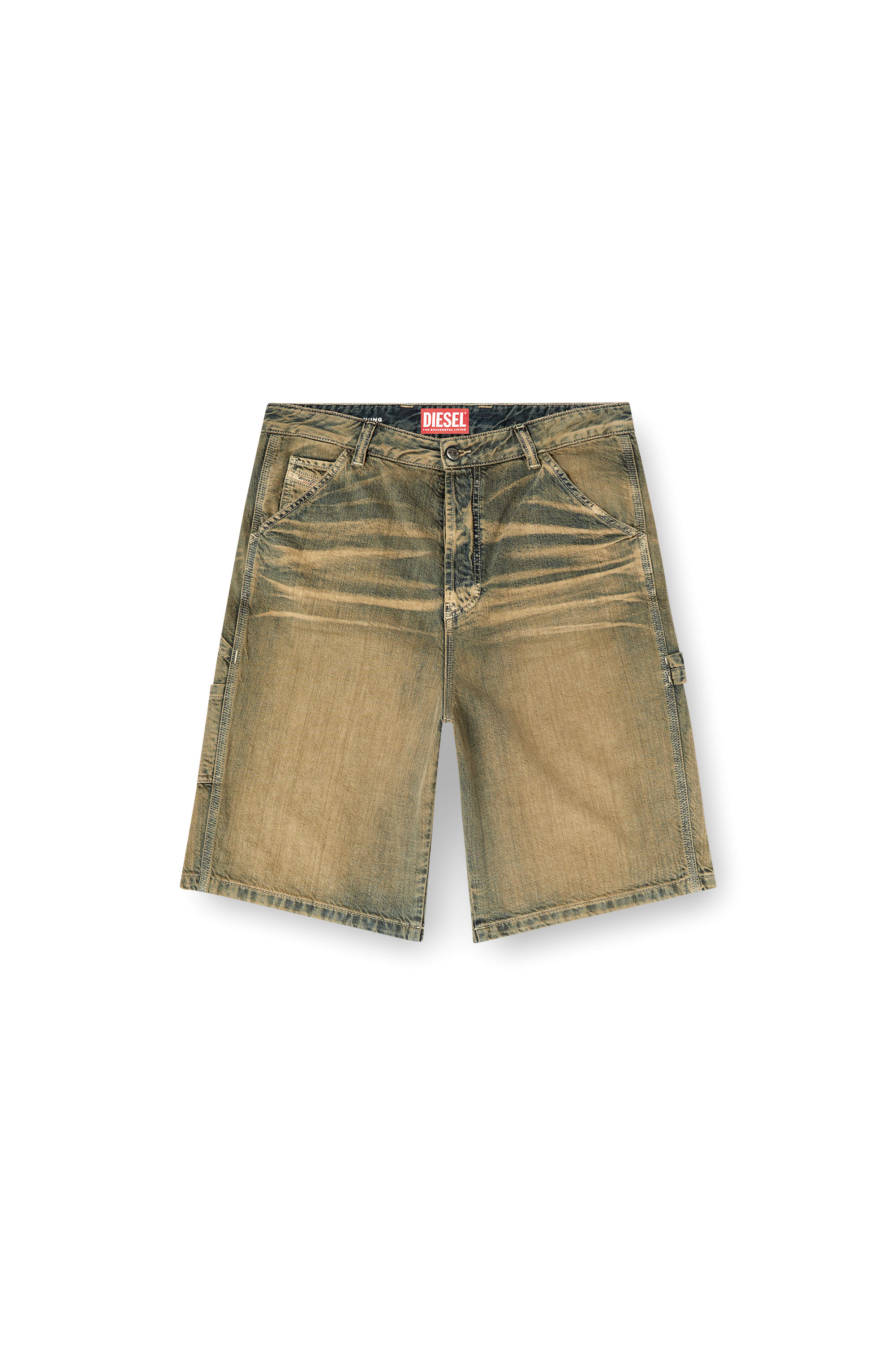 Diesel - D-LIVERY-SHORT, Short utility en denim brossé doré Homme in Polychrome - 3