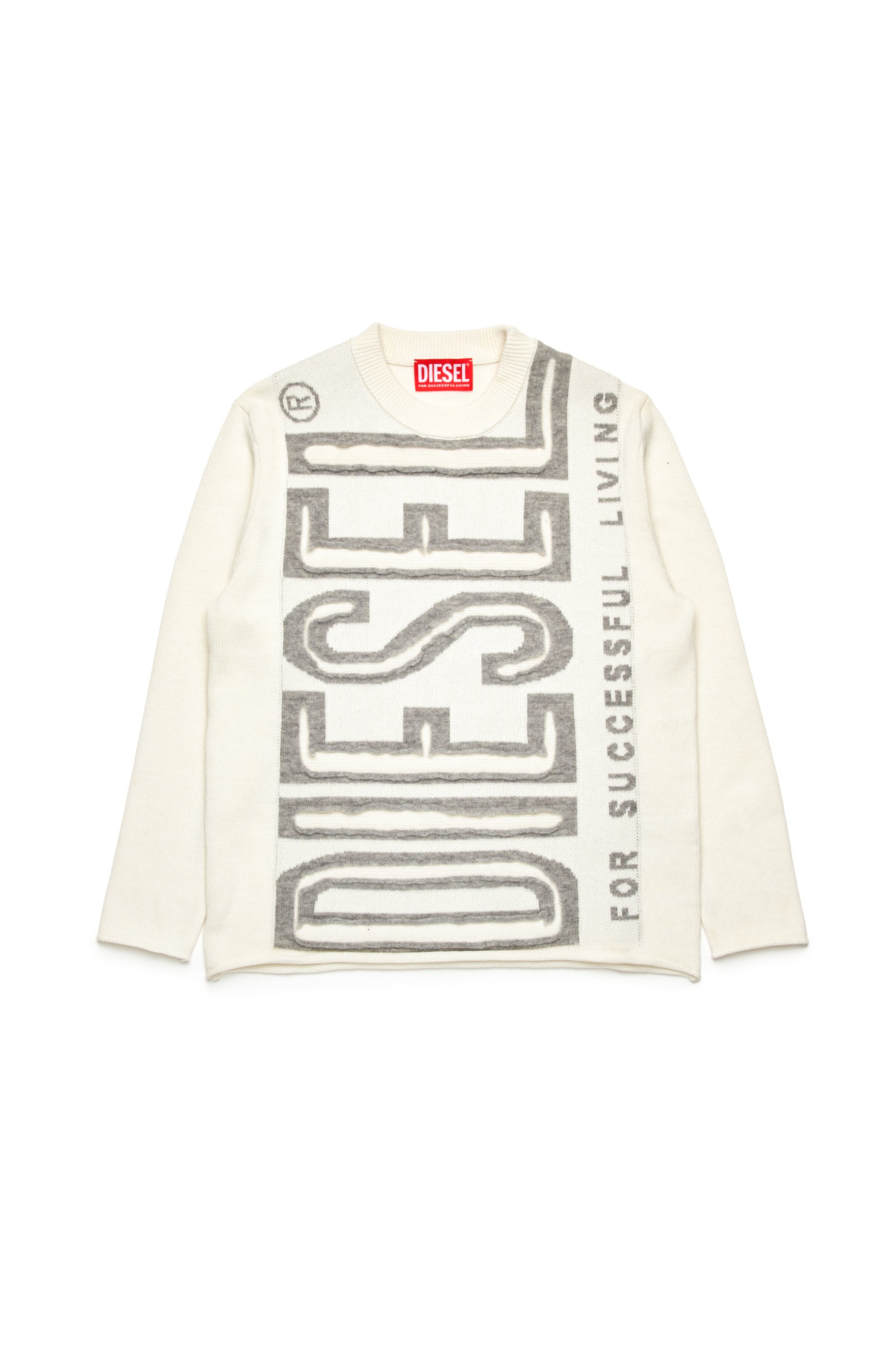 Diesel - KFLOYD OVER, Man's Jumper with peel-off logo in White - 1