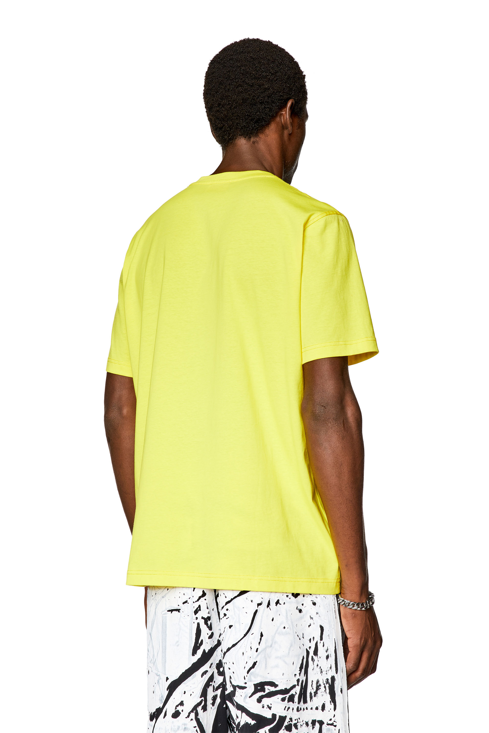 Diesel - T-JUST-N10, Man T-shirt with contrasting Diesel prints in Yellow - Image 4