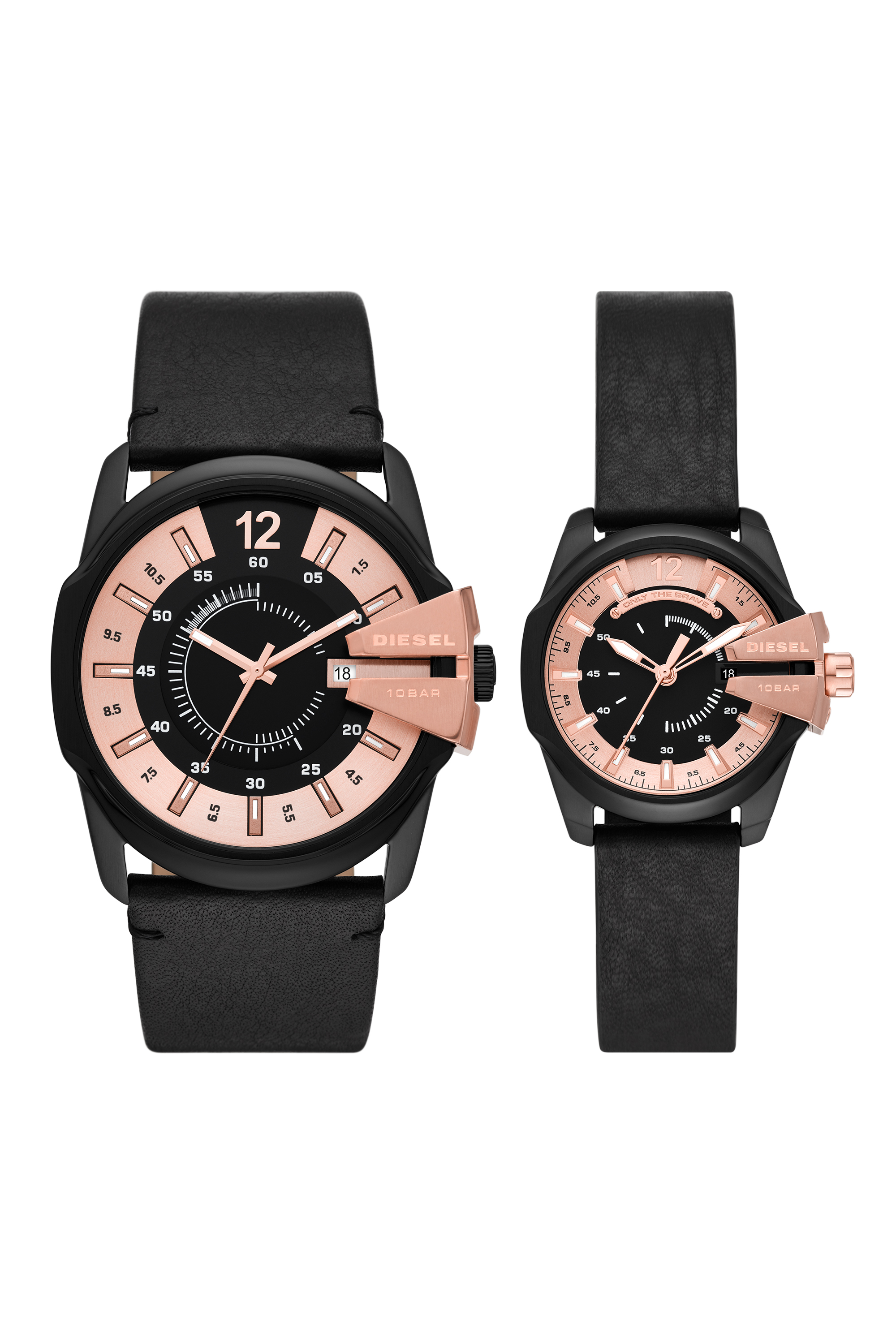 Diesel - DZ1977, Woman's Master Chief Leather Watch Set in Black/Pink - 1