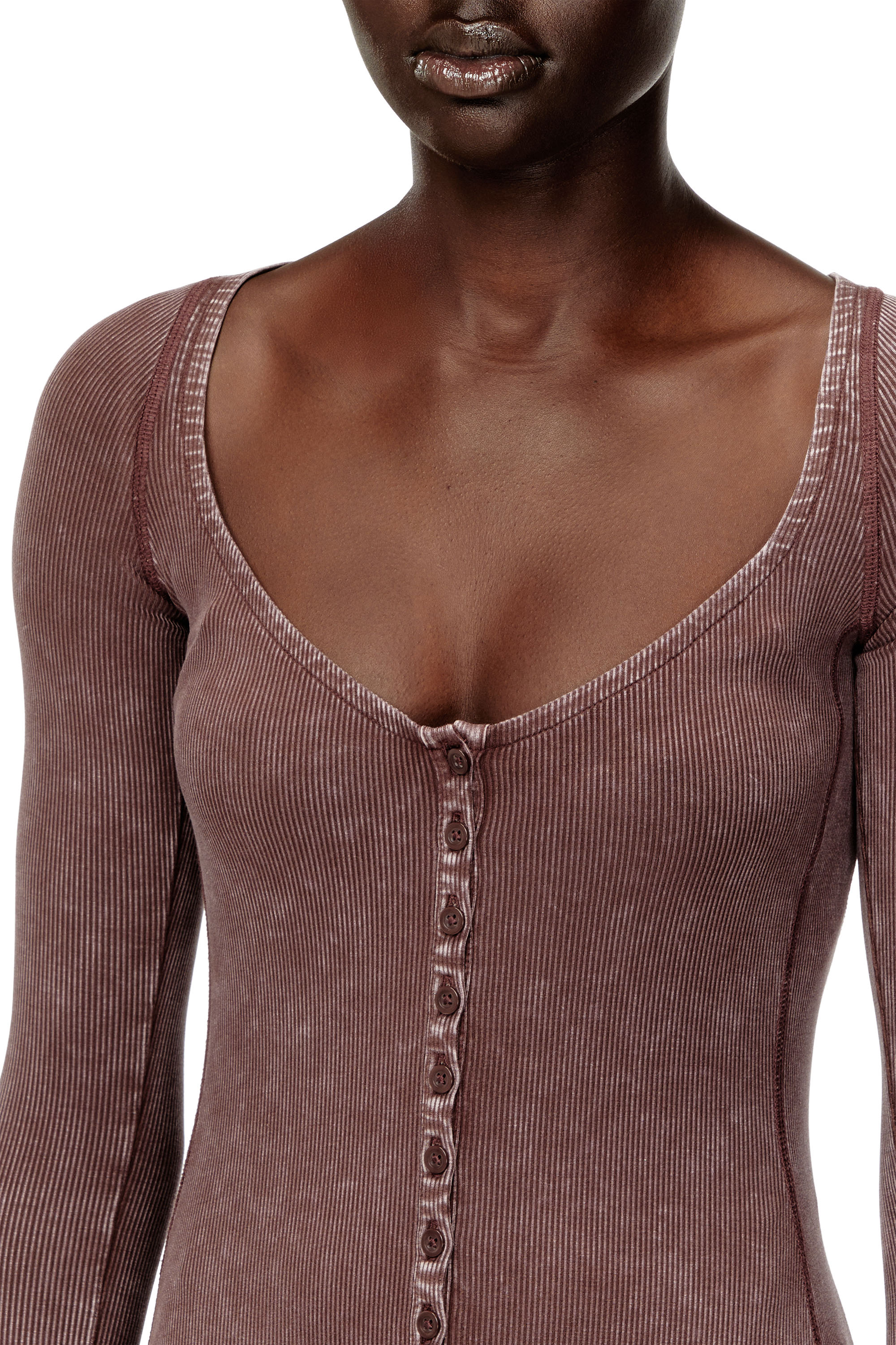 Diesel - D-LEY, Robe mi-longue en jersey c&ocirc;tel&eacute; d&eacute;lav&eacute; Femme in Rose - 4