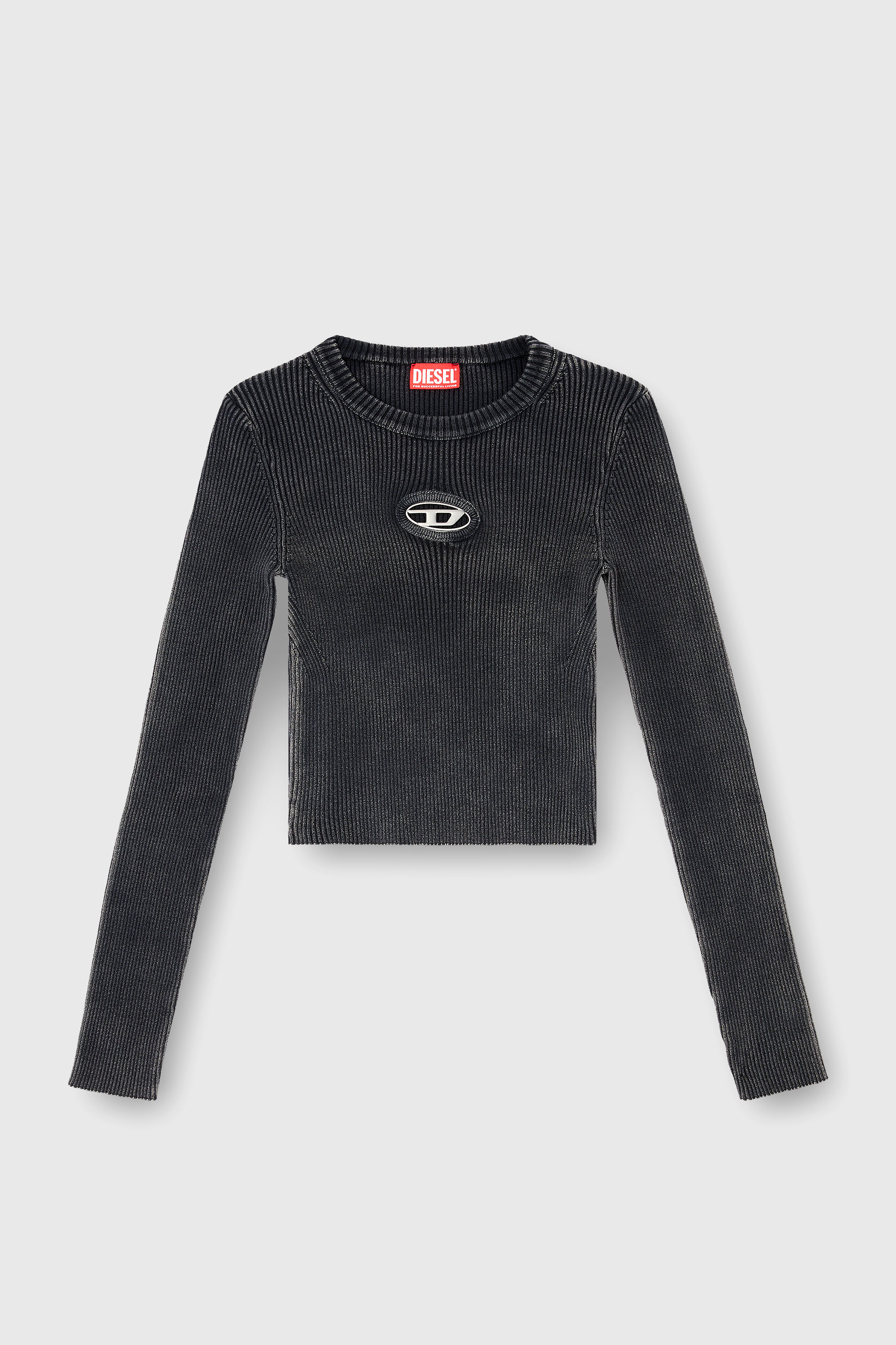 Diesel - M-ANCHOR-A, Pull crop avec logo cut-out Femme in Noir - 2