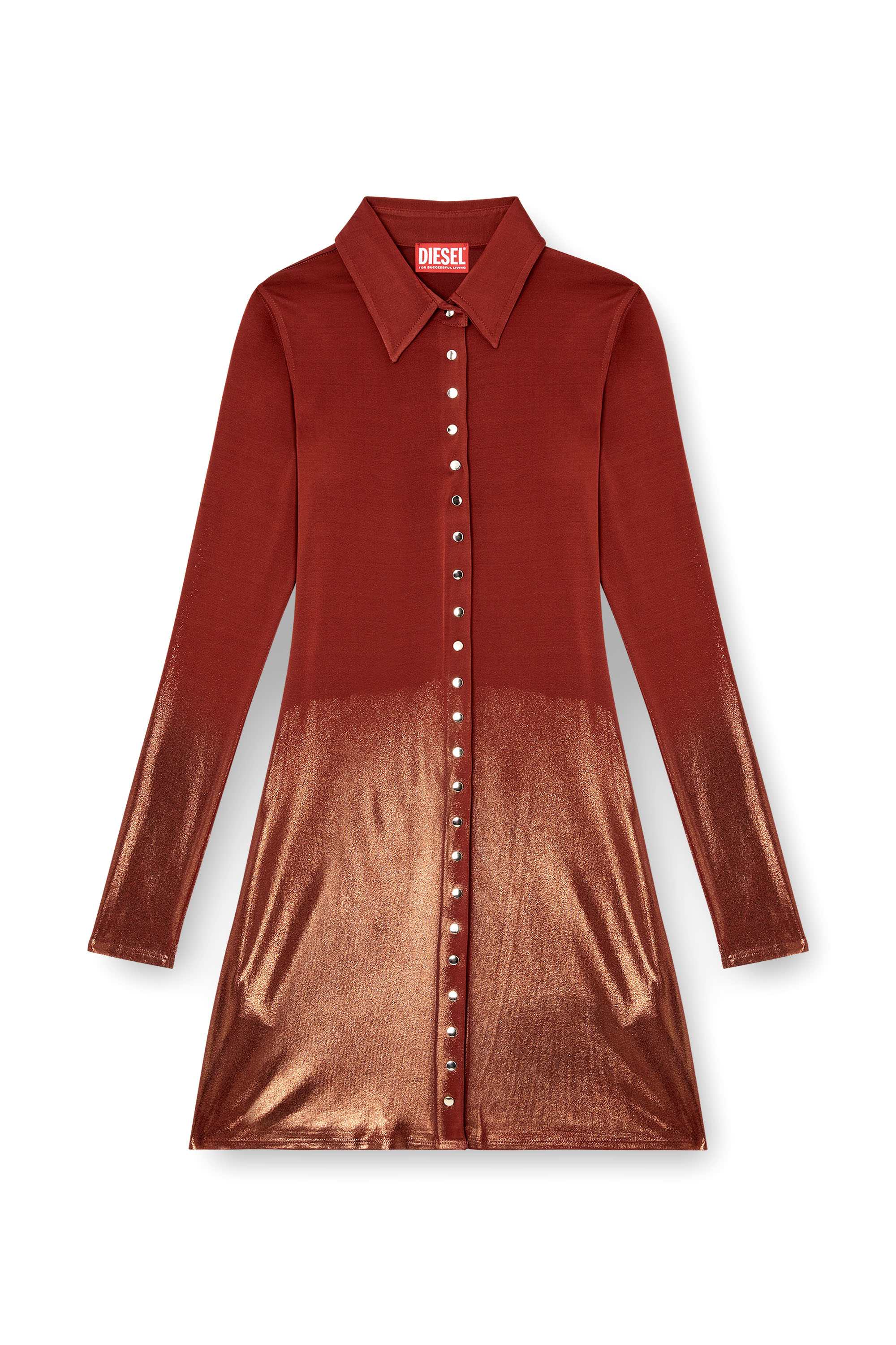 Diesel - D-POL, Robe polo courte avec boutons sur le devant Femme in Marron - 2
