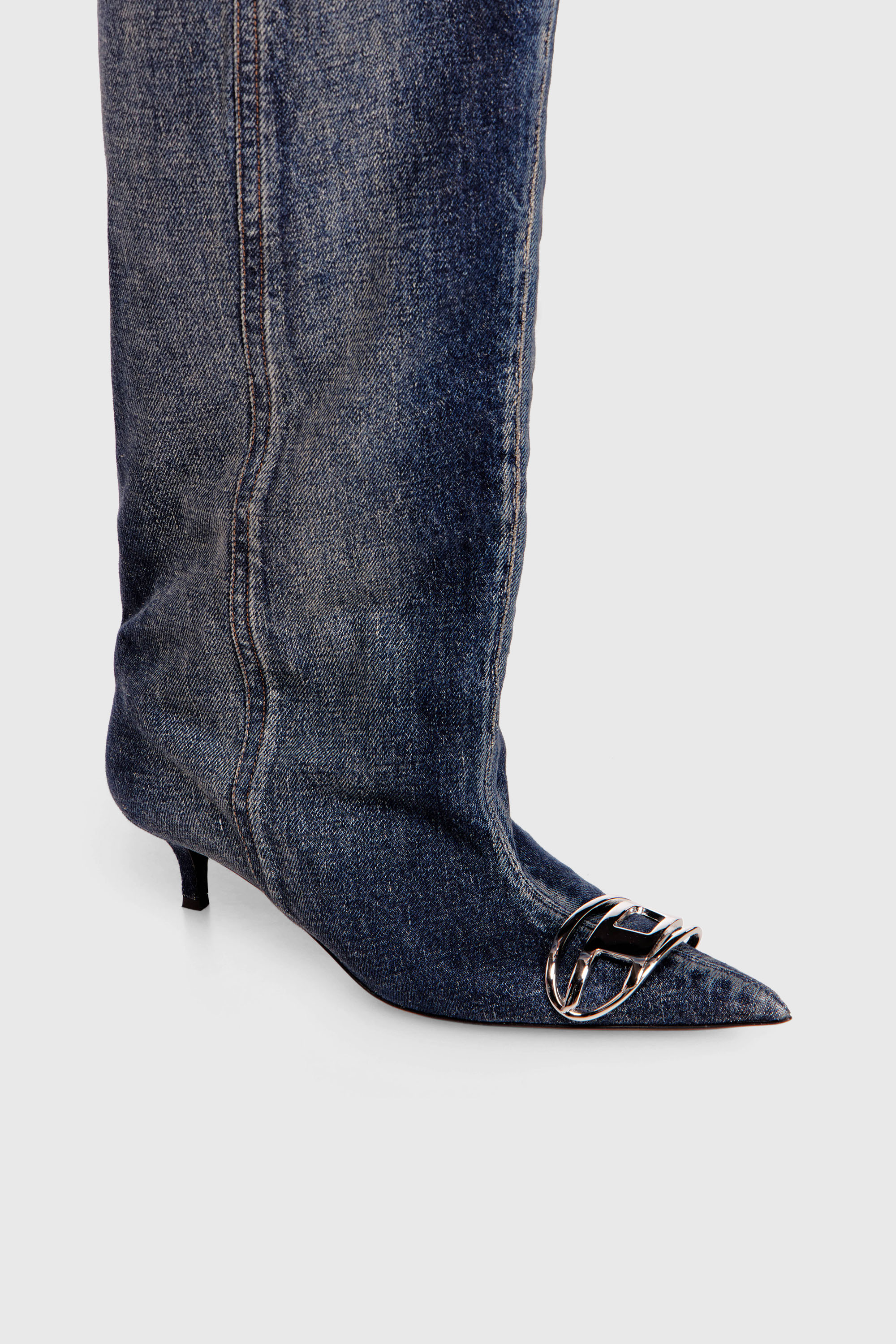 Diesel - D-VENUS KB SLOUCHY, Damen D-Venus-Slouchy kniehoher Stiefel in Denim in Dunkelblau - 4