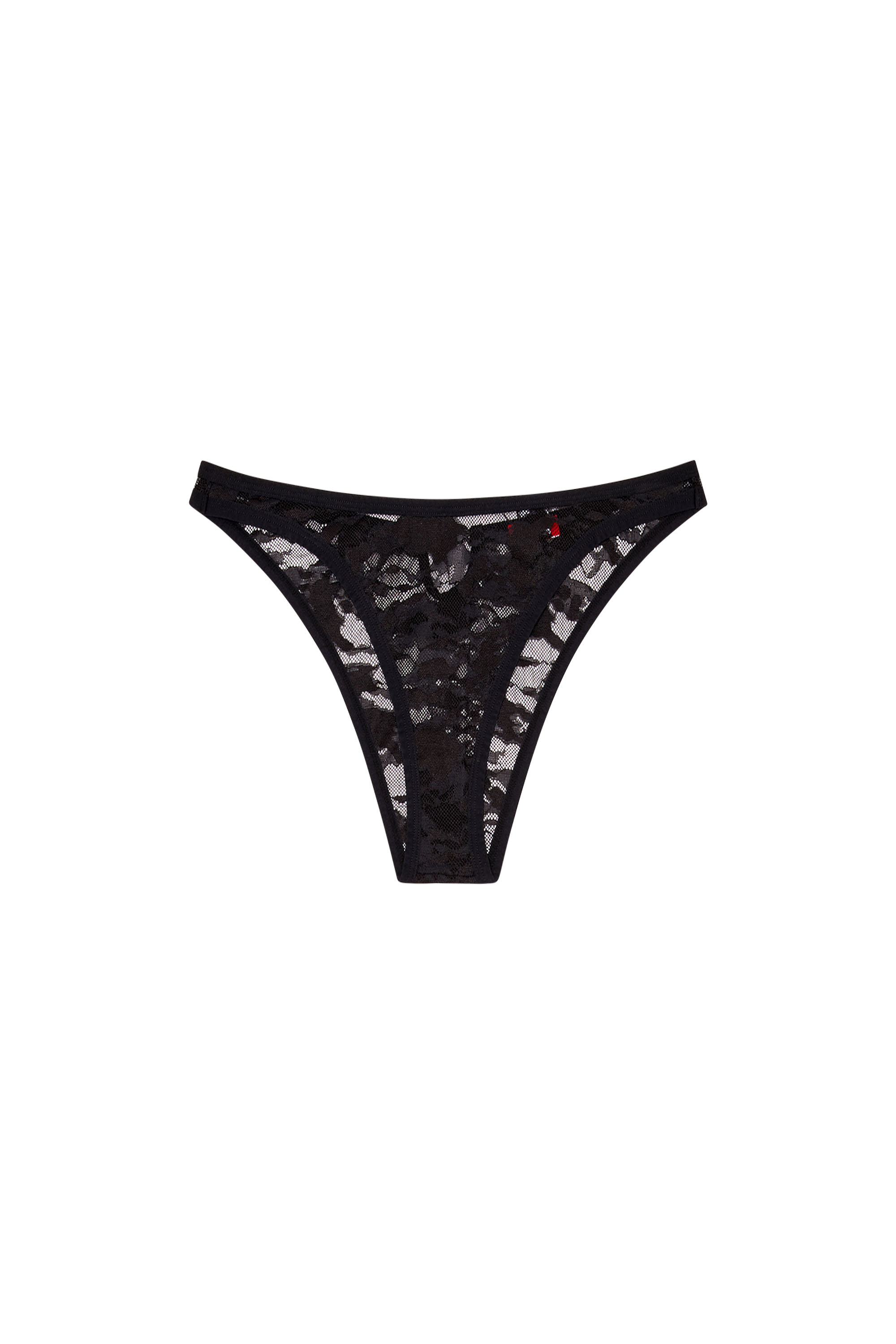 Diesel - UFPN-D-OVAL-PUNCHY-BRIEF, Slip in pizzo camouflage con placca Oval D Donna in Nero - 2