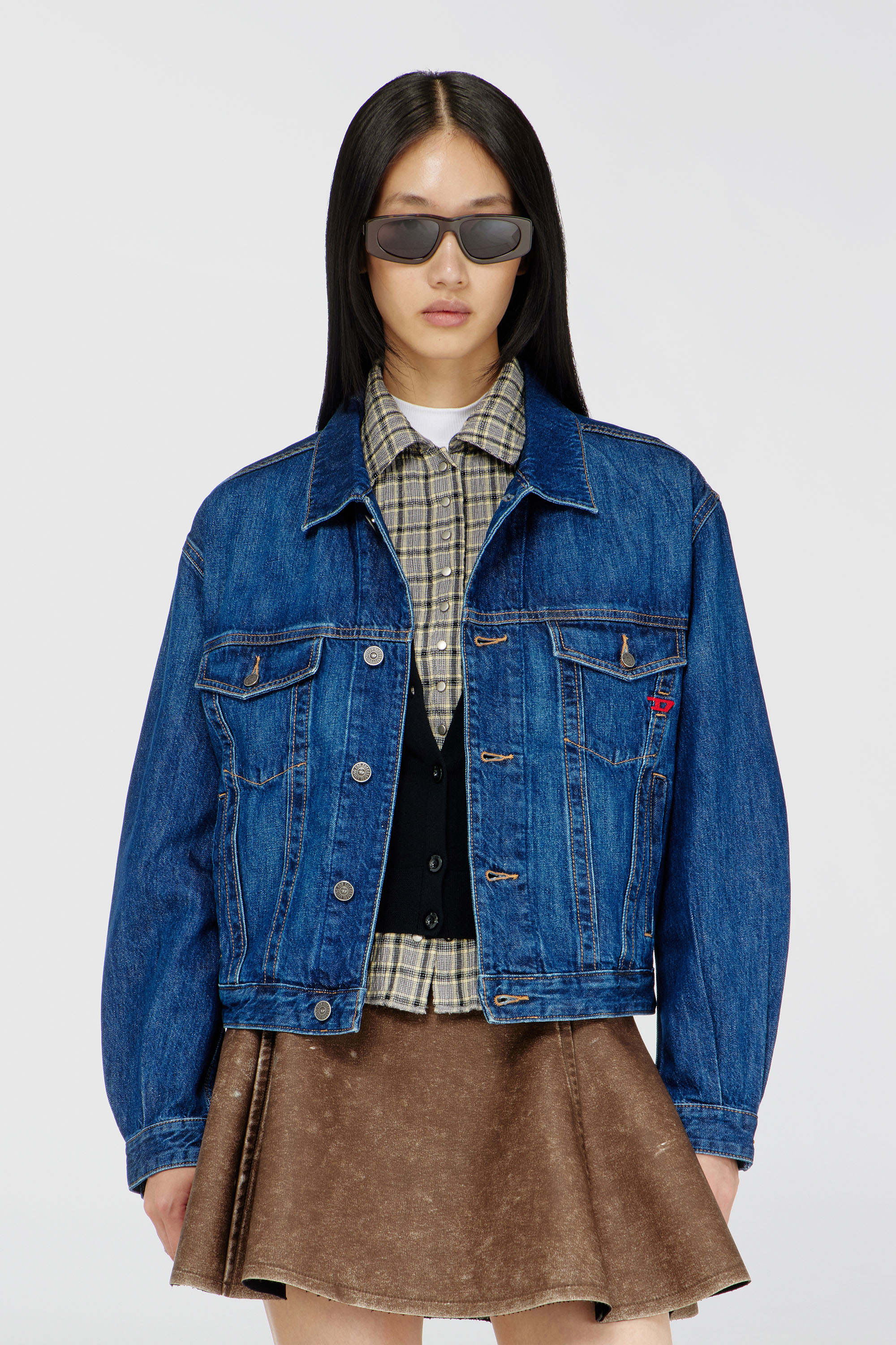 Diesel - D-RANGER, Herren Truckerjacke aus Denim in Mittelblau - 1