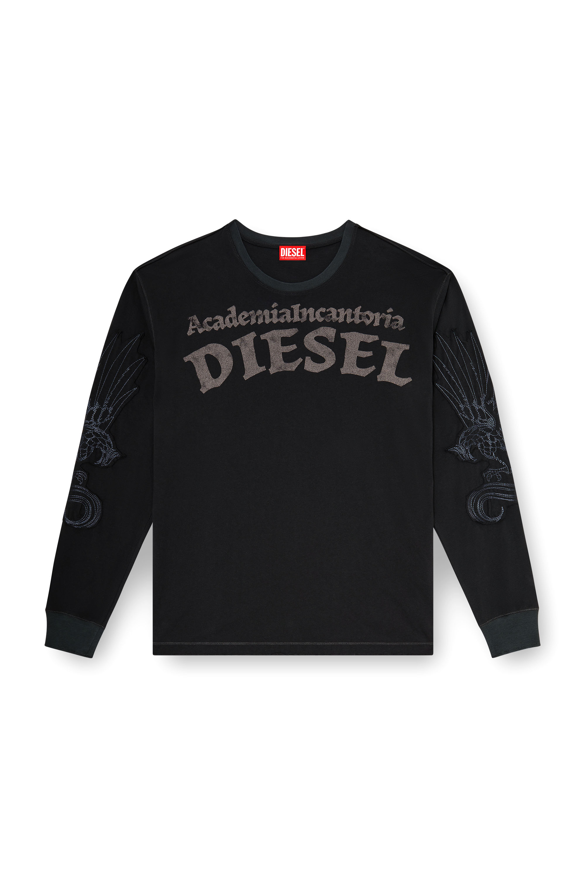 Diesel - T-NORM-LS-AA3, T-shirt a manica lunga con stampe e patch Uomo in Nero - 2