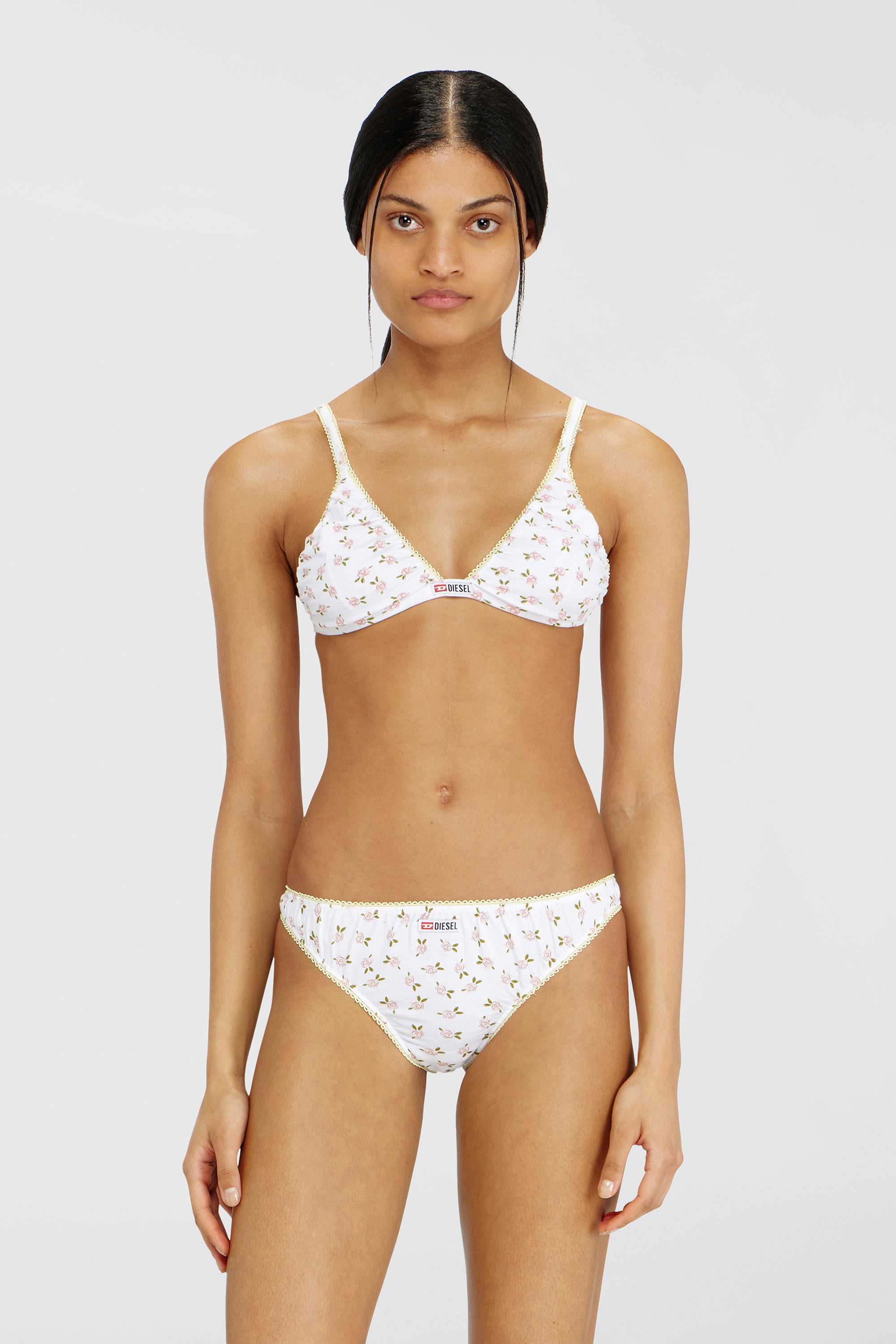 Diesel - JANA-D-CORE, Soutien-gorge triangle en coton &agrave; imprim&eacute; floral all-over Femme in Blanc - 1