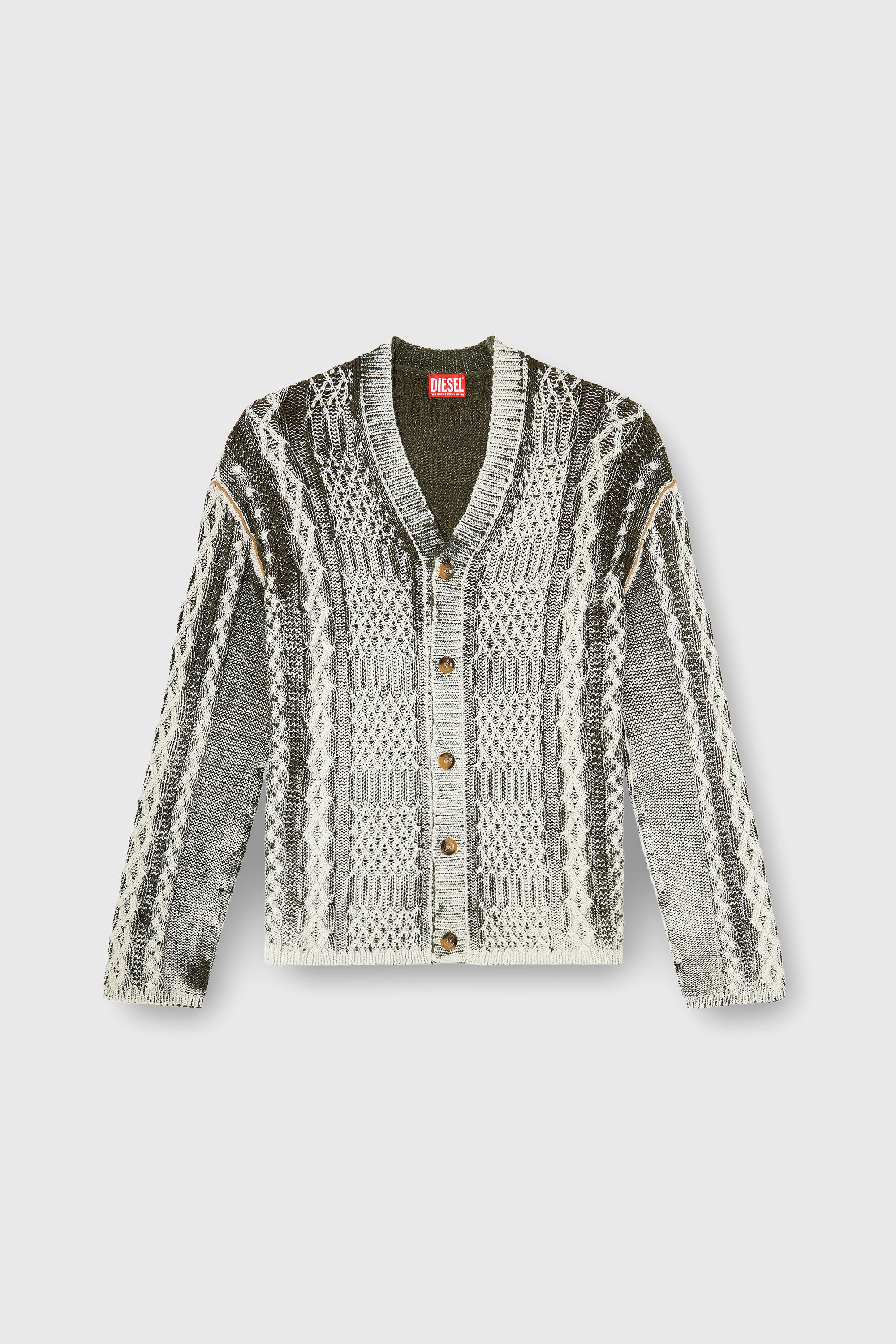Diesel - K-MIOTO, Cardigan lavorato a maglia con trattamento Uomo in Multicolor - 2