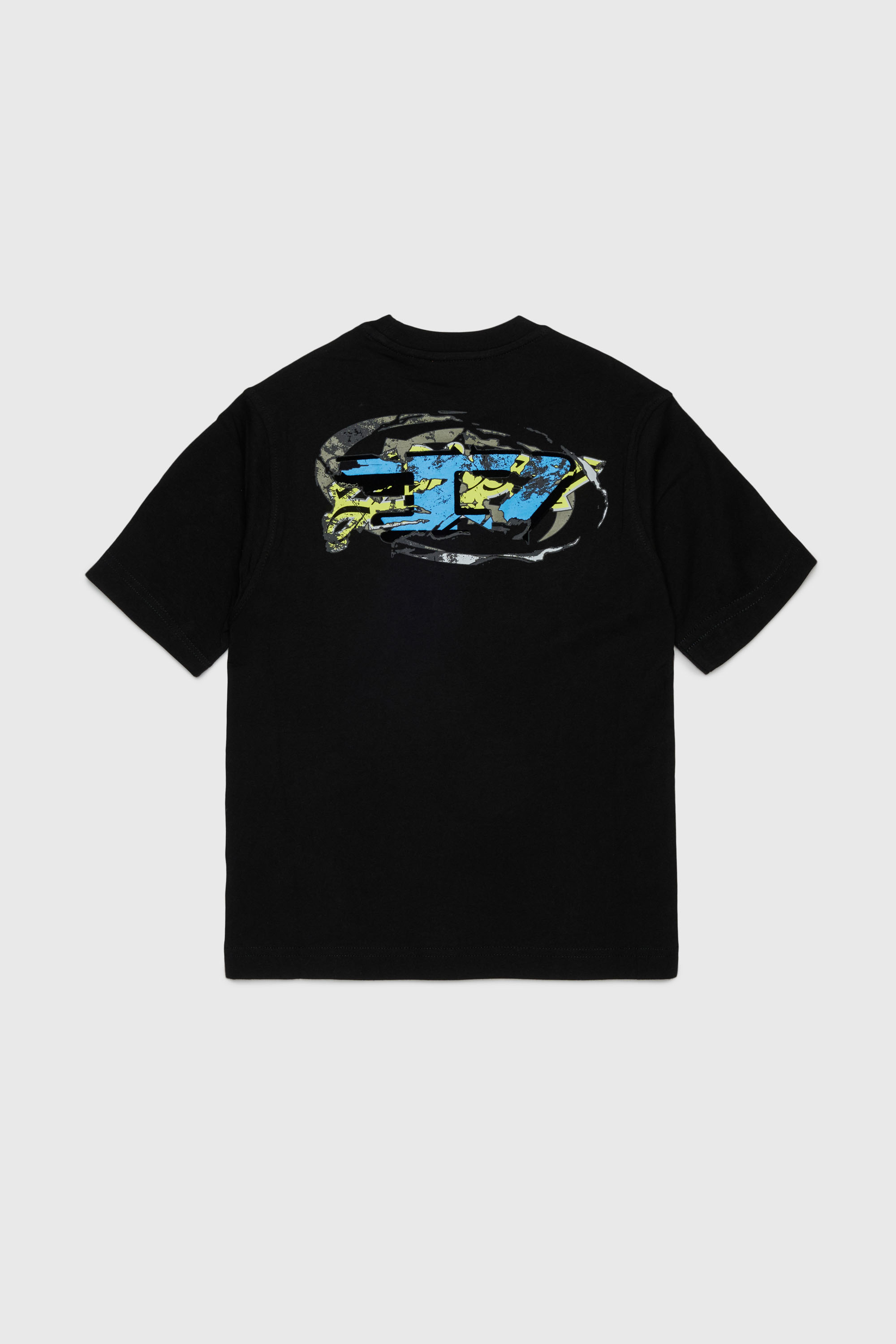Diesel - TSCRAP OVER, T-shirt avec broderie Oval D et imprim&eacute; flock Homme in Noir - 2