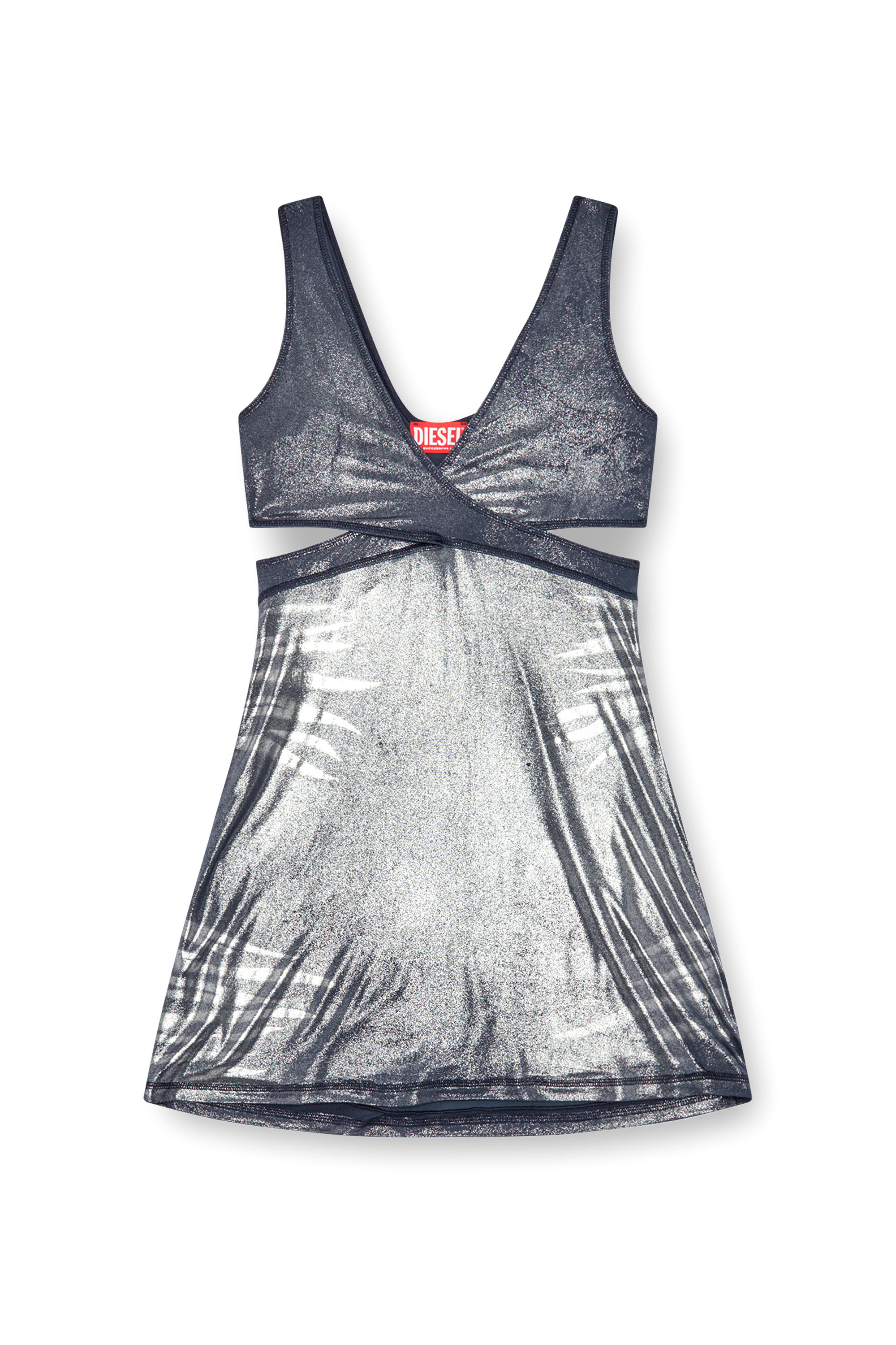 Diesel - D-FARFY, Damen Kurzes Cut-out-Kleid aus Metallic-Jersey in Bunt - Image 1