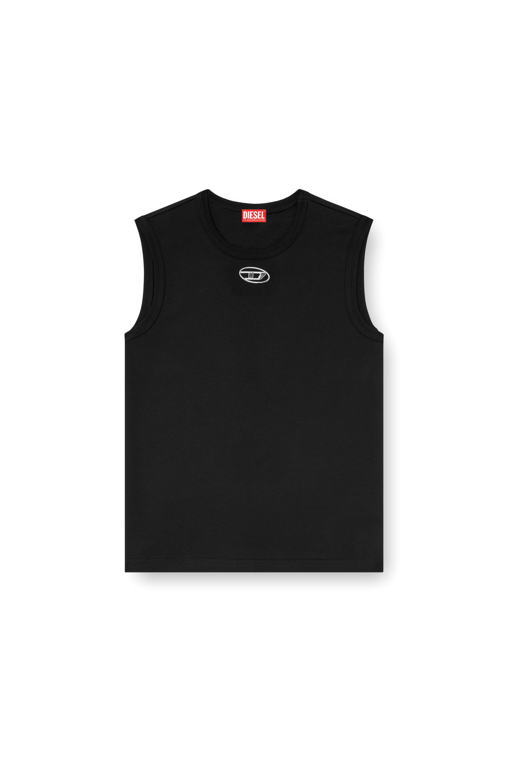 Diesel - T-BISCO-OD, Herren Tanktop mit Metallic-Oval D in Schwarz - 3