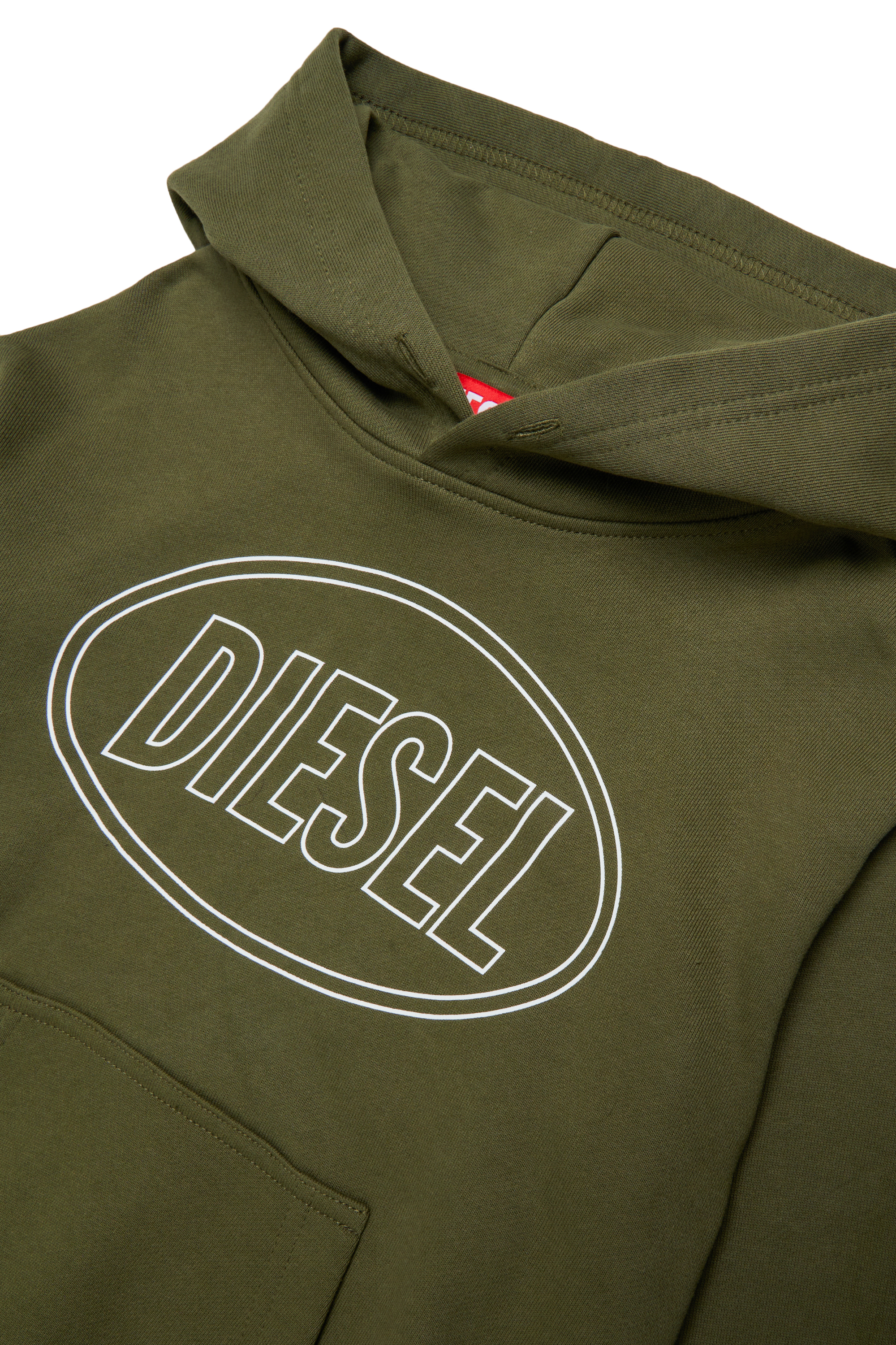 Diesel - SCIRCLEHOOD OVER, Felpa con stampa del logo Diesel Uomo in Verde - 3