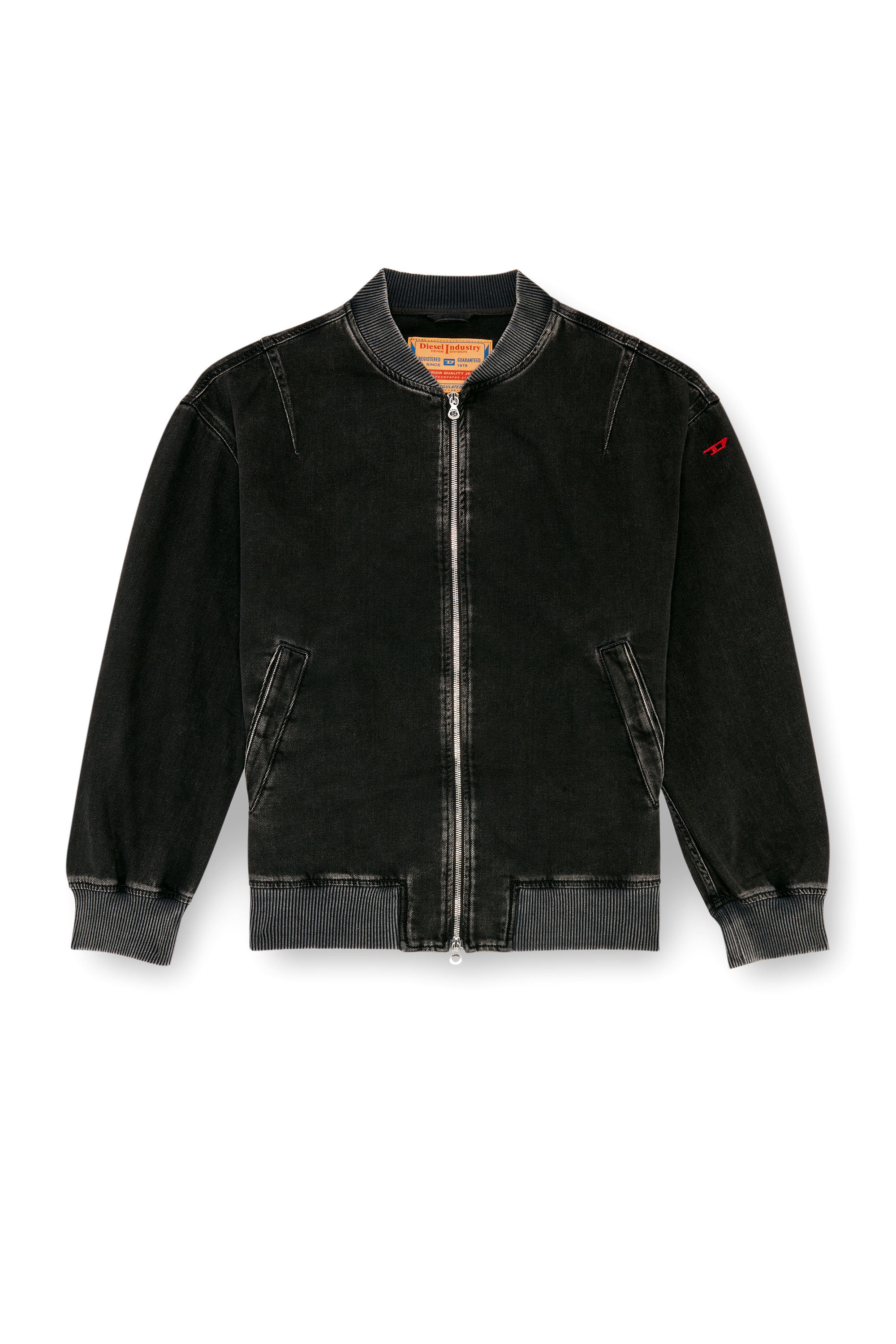 Diesel - D-VINZ, Veste bomber en denim délavé Homme in Noir - 3