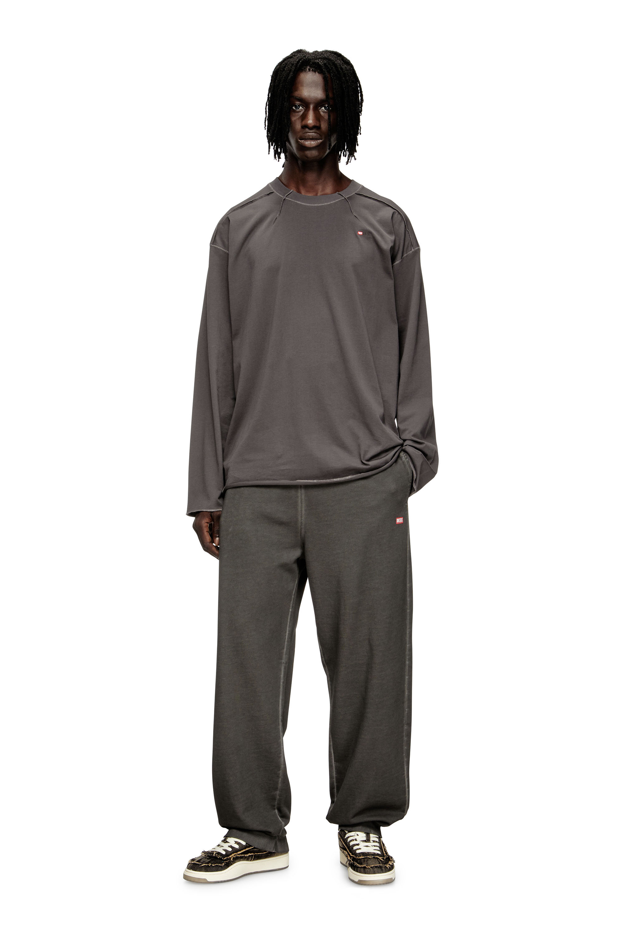 Diesel - T-CRAHOR-BOXT-LS-T1, T-shirt en coton Homme in Gris - 2