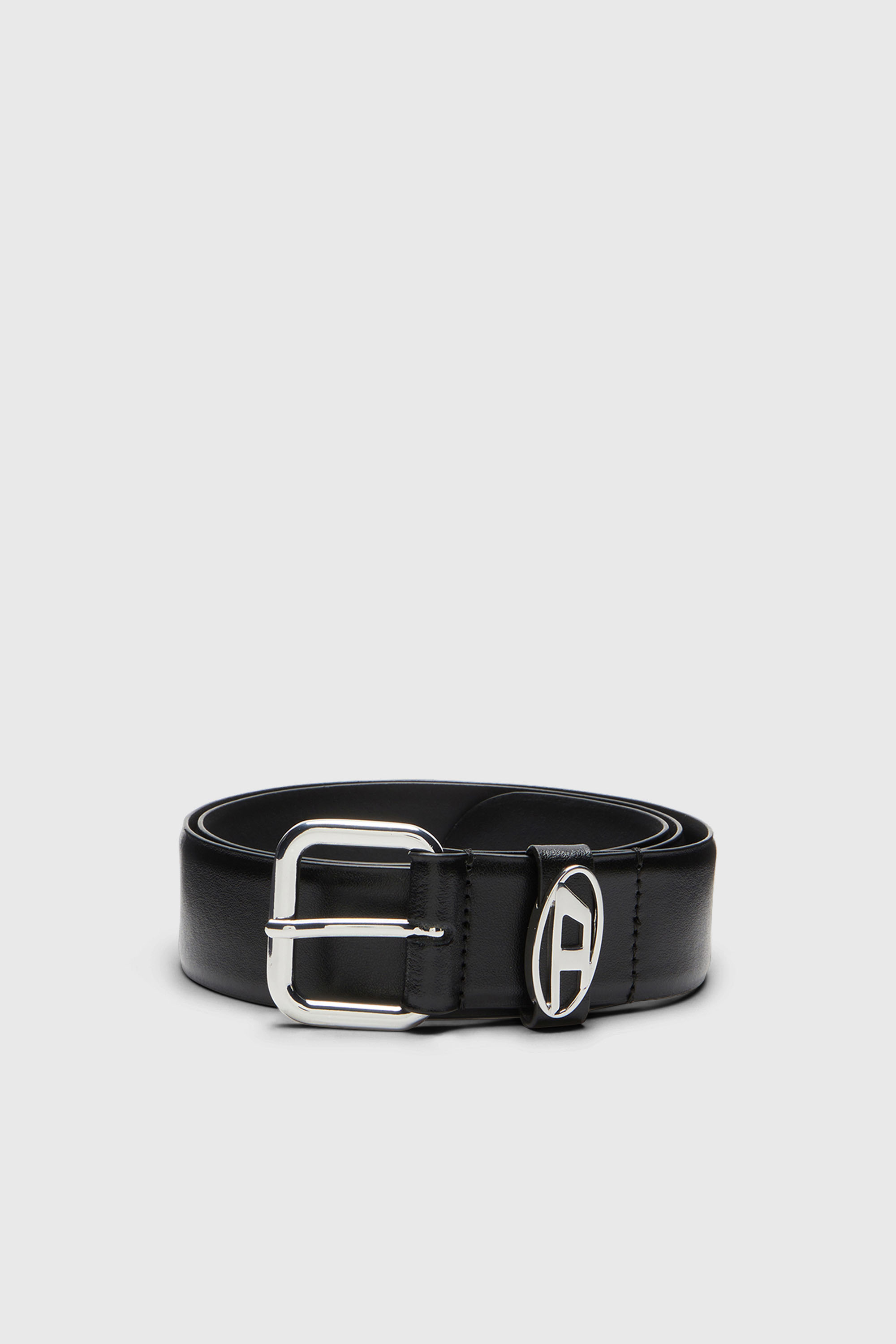 Diesel - B-1DR OVAL D LOOP, Ceinture 3.9 cm en cuir avec plaque &agrave; logo Mixte in Noir - 1