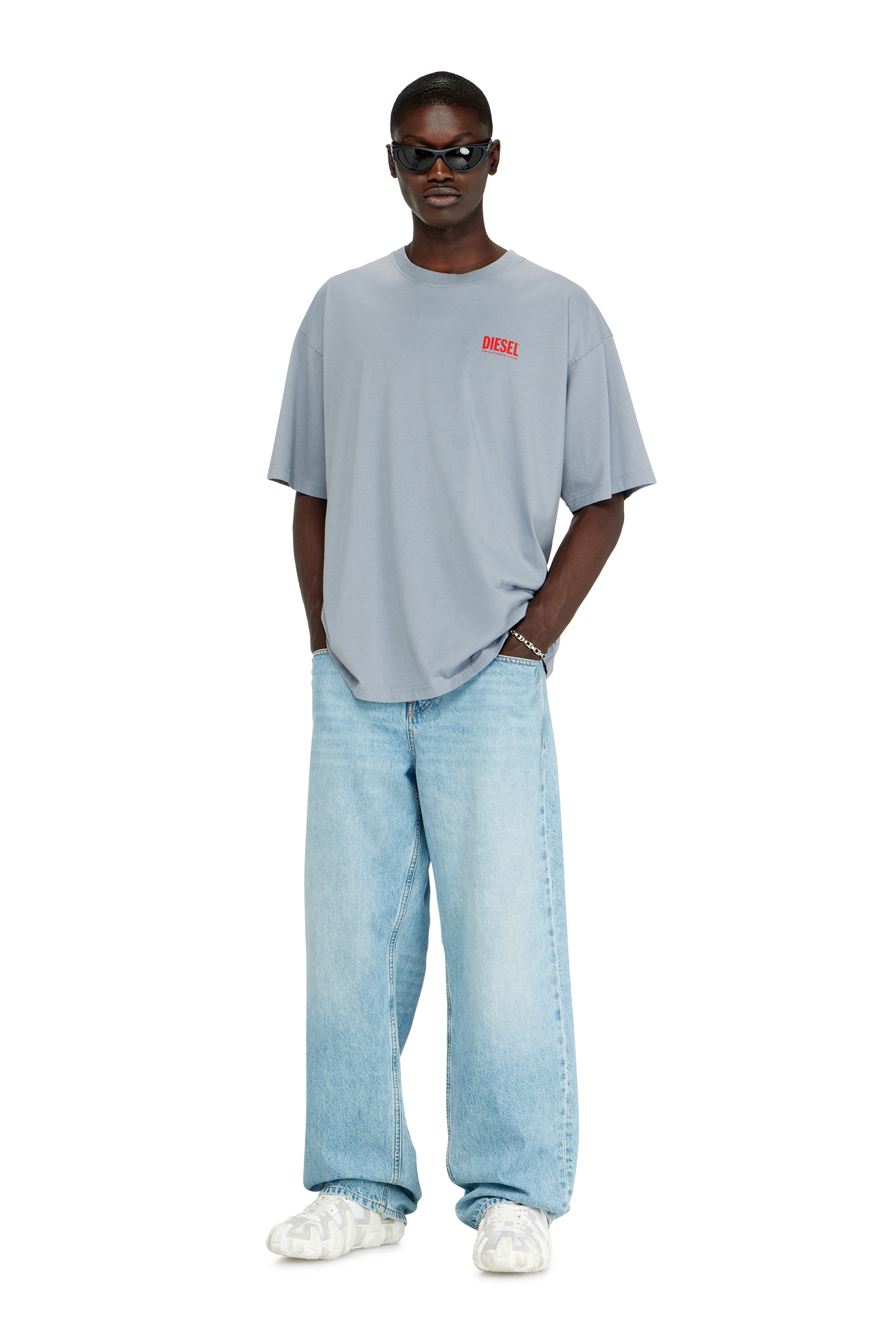 Diesel - T-BOXT-BISK, T-shirt en coton avec imprim&eacute; Diesel Biscotto Homme in Gris - 2