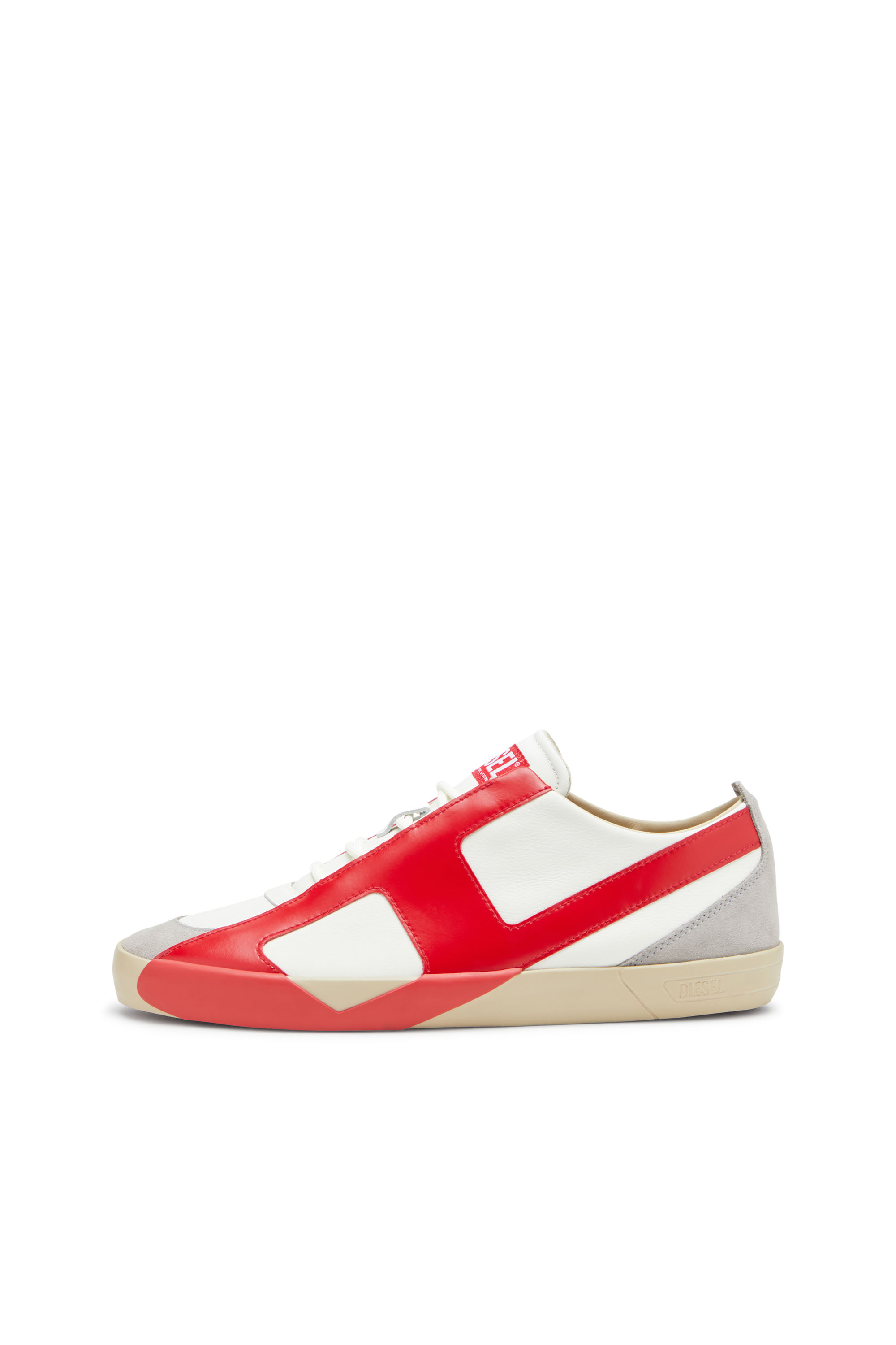 S-SLANTE-D LOW, Blanc/Rouge Diesel - S-SLANTE-D LOW, S-Slante-D-Baskets en daim et cuir avec logo D Homme in Polychrome - 7