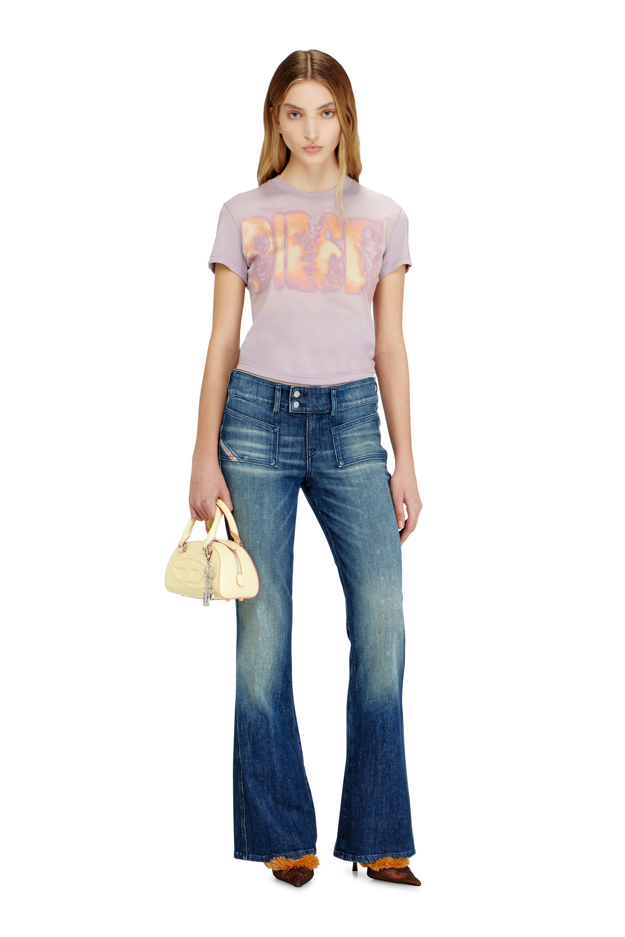 Diesel - T-ILA-AA3, T-shirt slim in jersey con stampa grafica Donna in ToBeDefined - 2