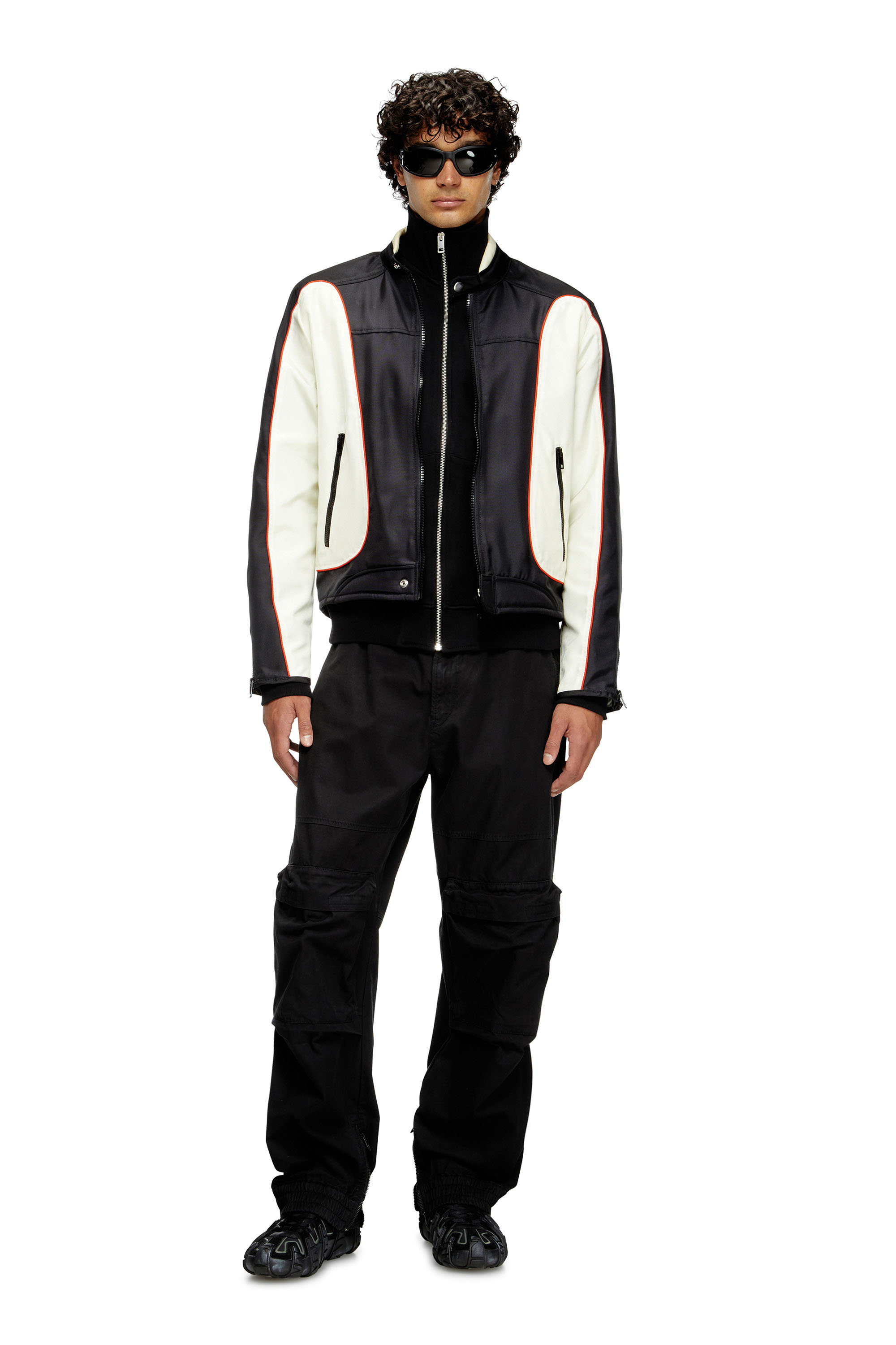 Diesel - J-BLINK-A, Giacca biker color block con piping Uomo in Multicolor - 1