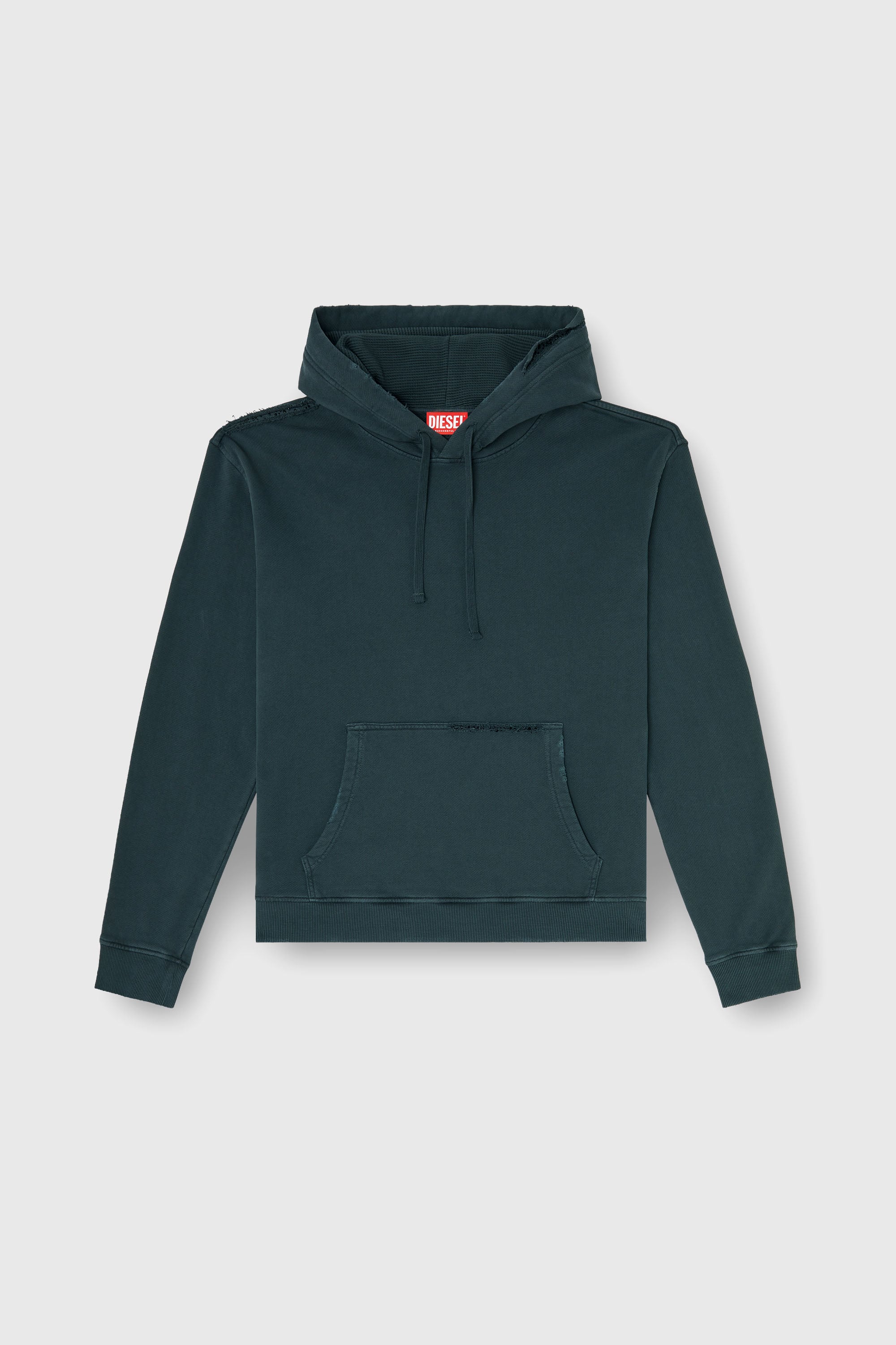 Diesel - S-NORM-HOOD-CRYSTALS, Man's Hoodie with rips and crystal details in Dark Green - 2