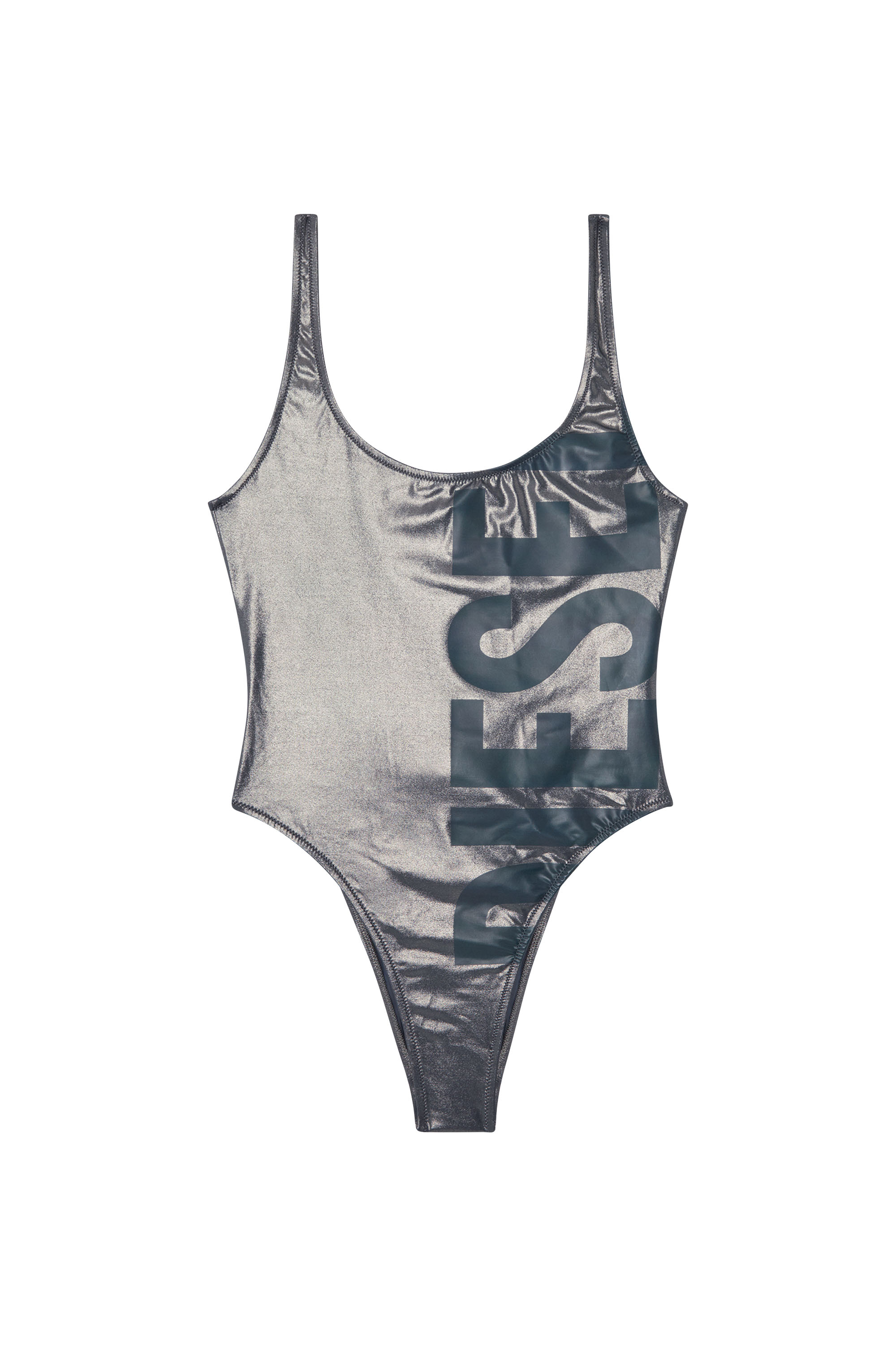 Diesel - KYLIA-D-CORE, Woman's Metallic logo swimsuit in Grey - 4