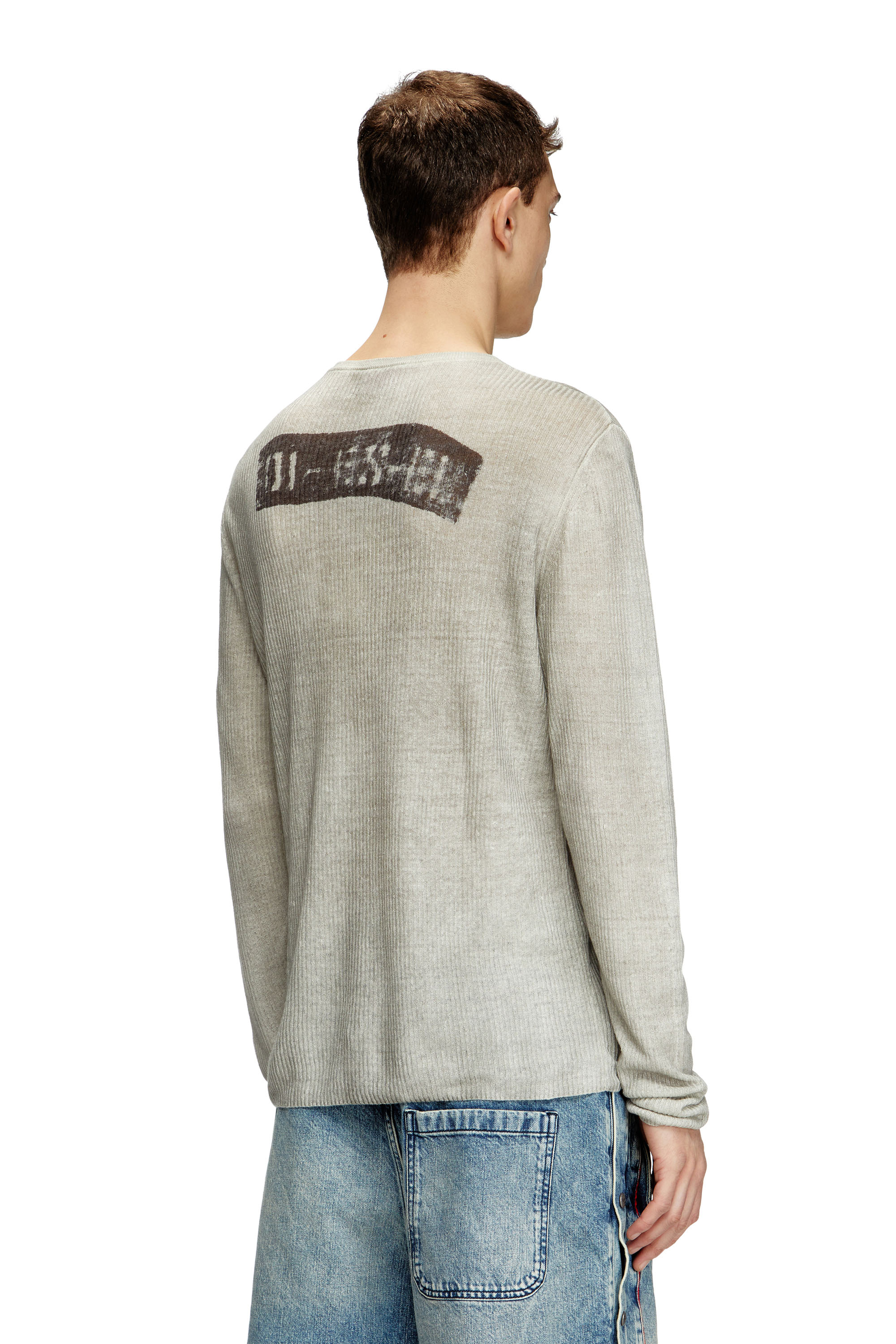 Diesel - K-ROBBY, Maglia Henley in lino effetto dirt Unisex in Beige - 4