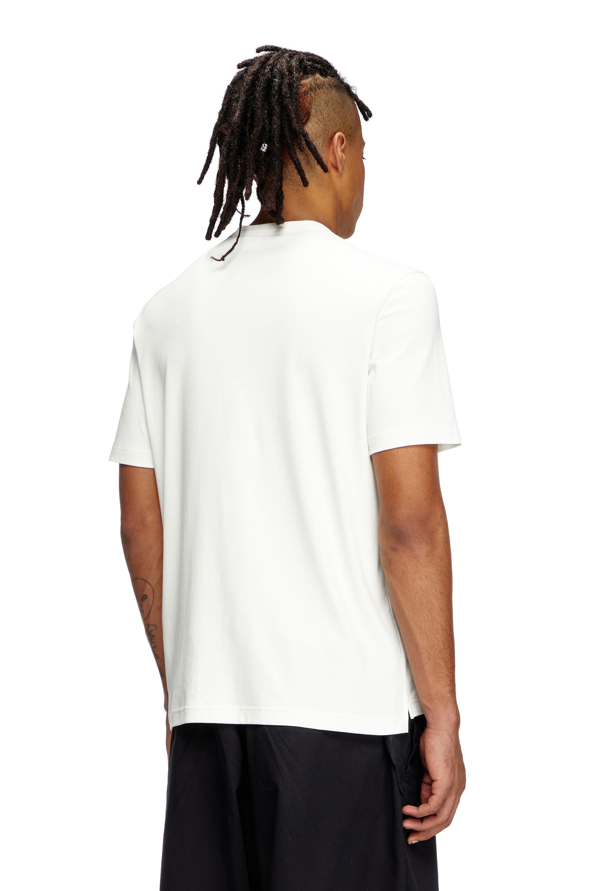 Diesel - T-ADJUST-SLITS-R17, T-shirt with tonal logo embroidery Uomo in Bianco - 4