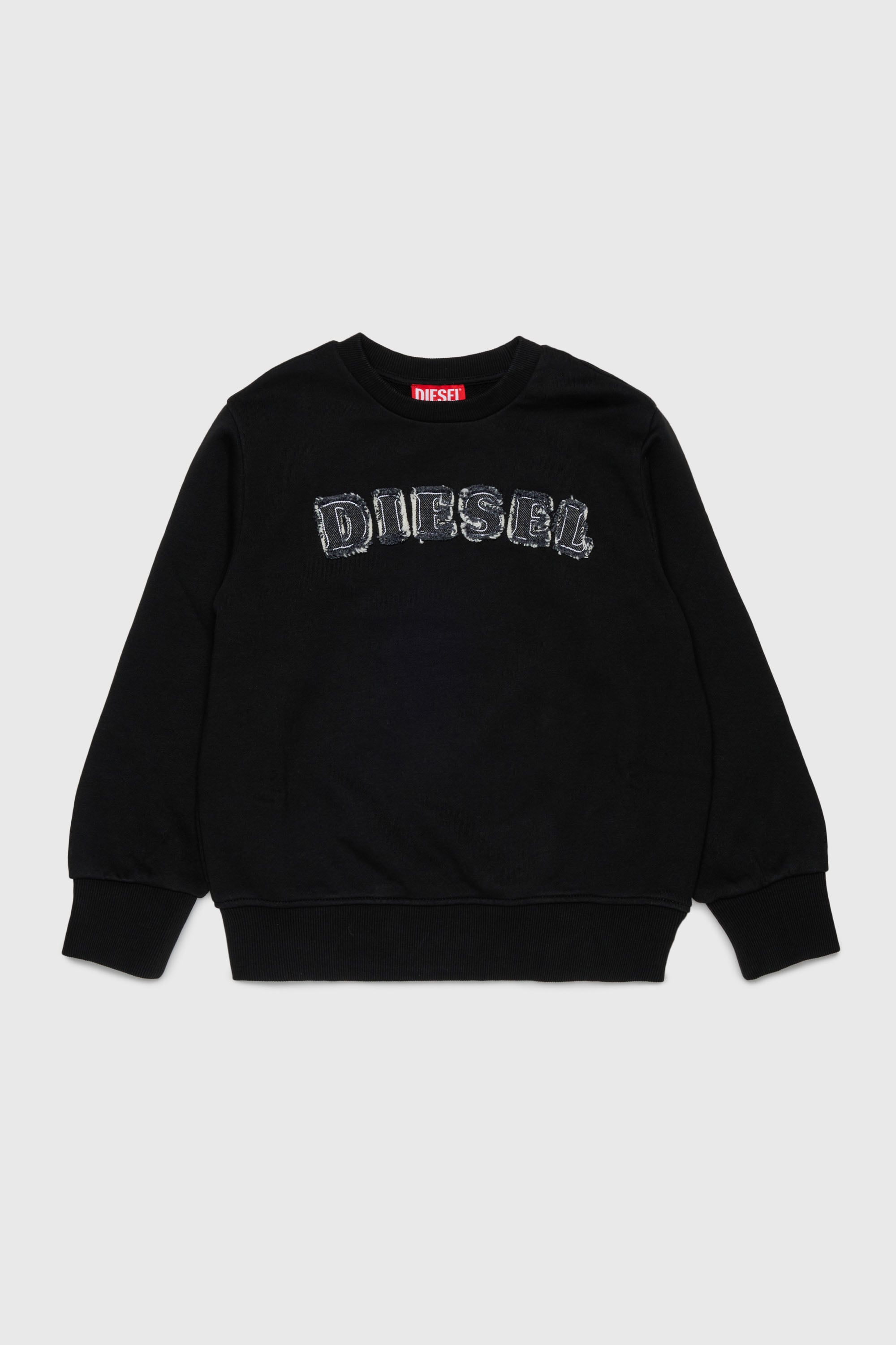 Diesel - SJEANS OVER, Sweatshirt avec lettres de logo effiloch&eacute;es Homme in Noir - 1