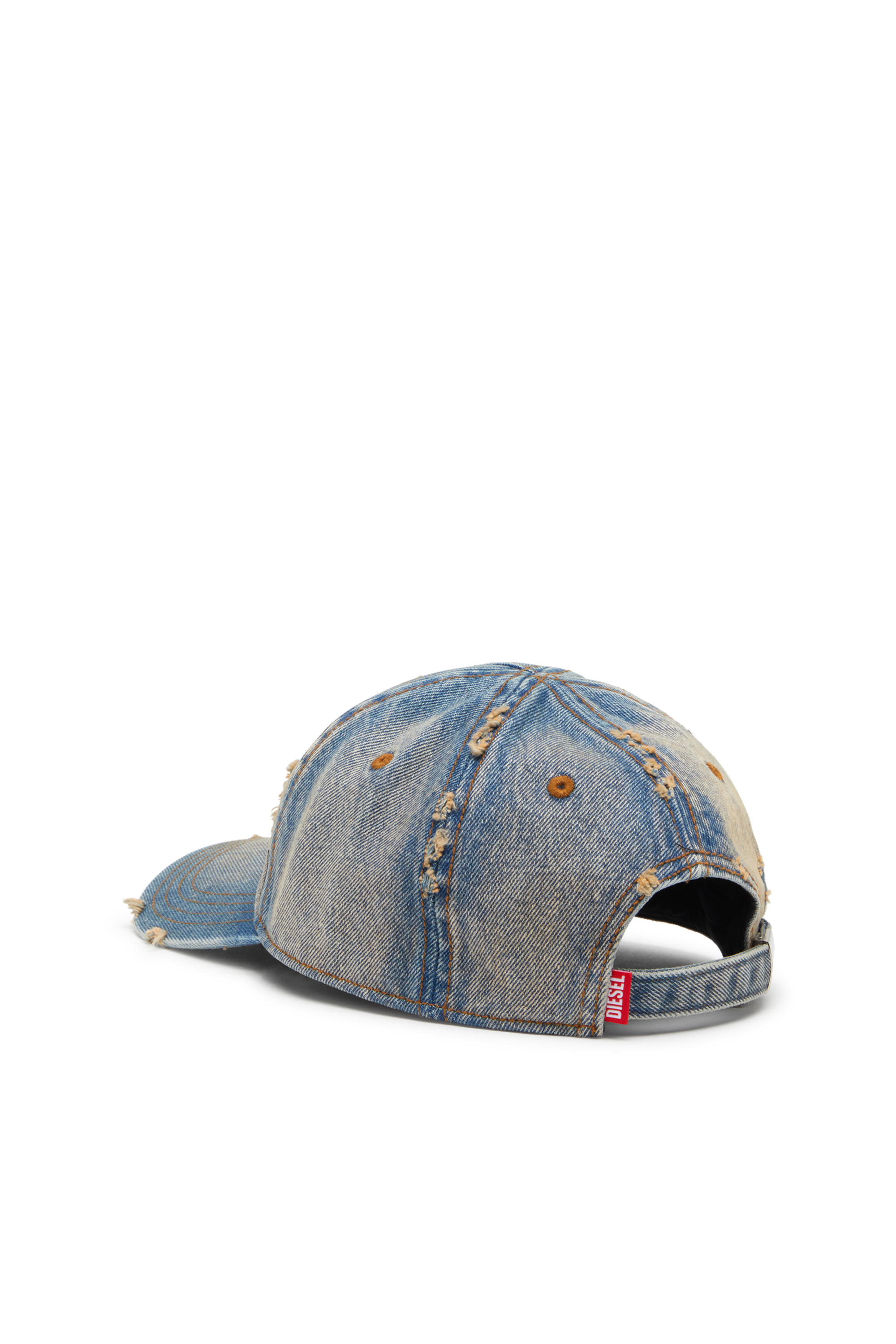 Diesel - C-ENIC, Casquette en denim avec détails effilochés et logo brodé Homme in Bleu - 2