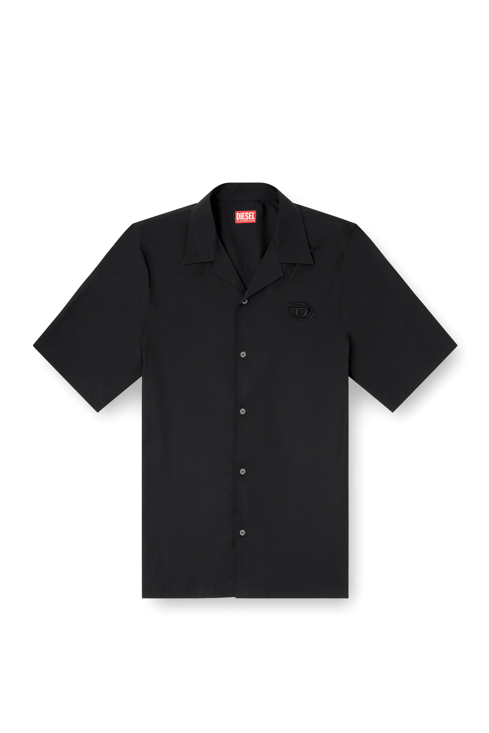 Diesel - S-MAC-GSBH, Herren Stretch-Popeline-Hemd mit Oval-D-Stickerei in Schwarz - 2