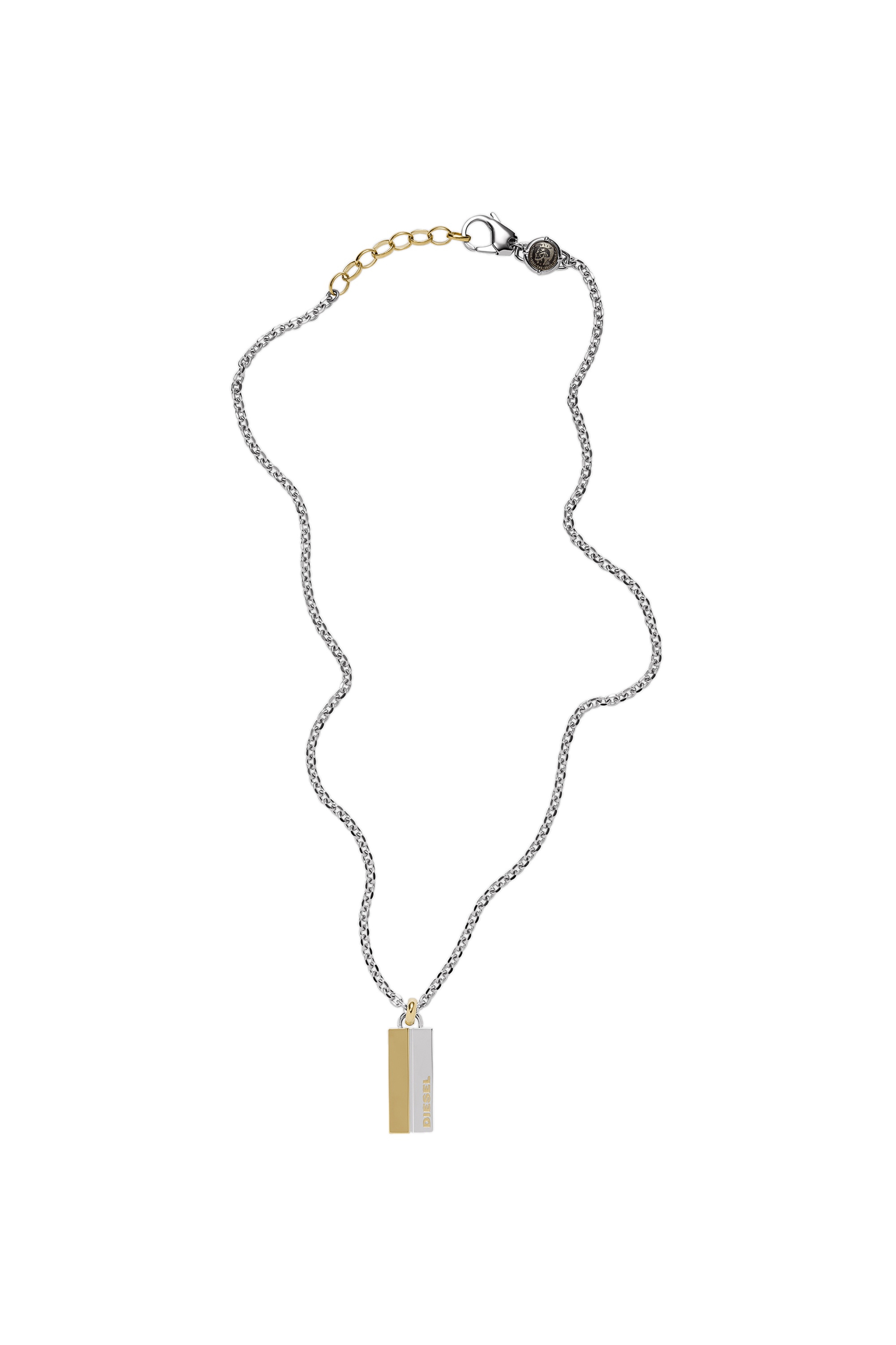 Diesel - DX1266, Collier en chaîne à maillons en acier inoxydable avec pendentif bicolore Homme in Gris argenté - 2