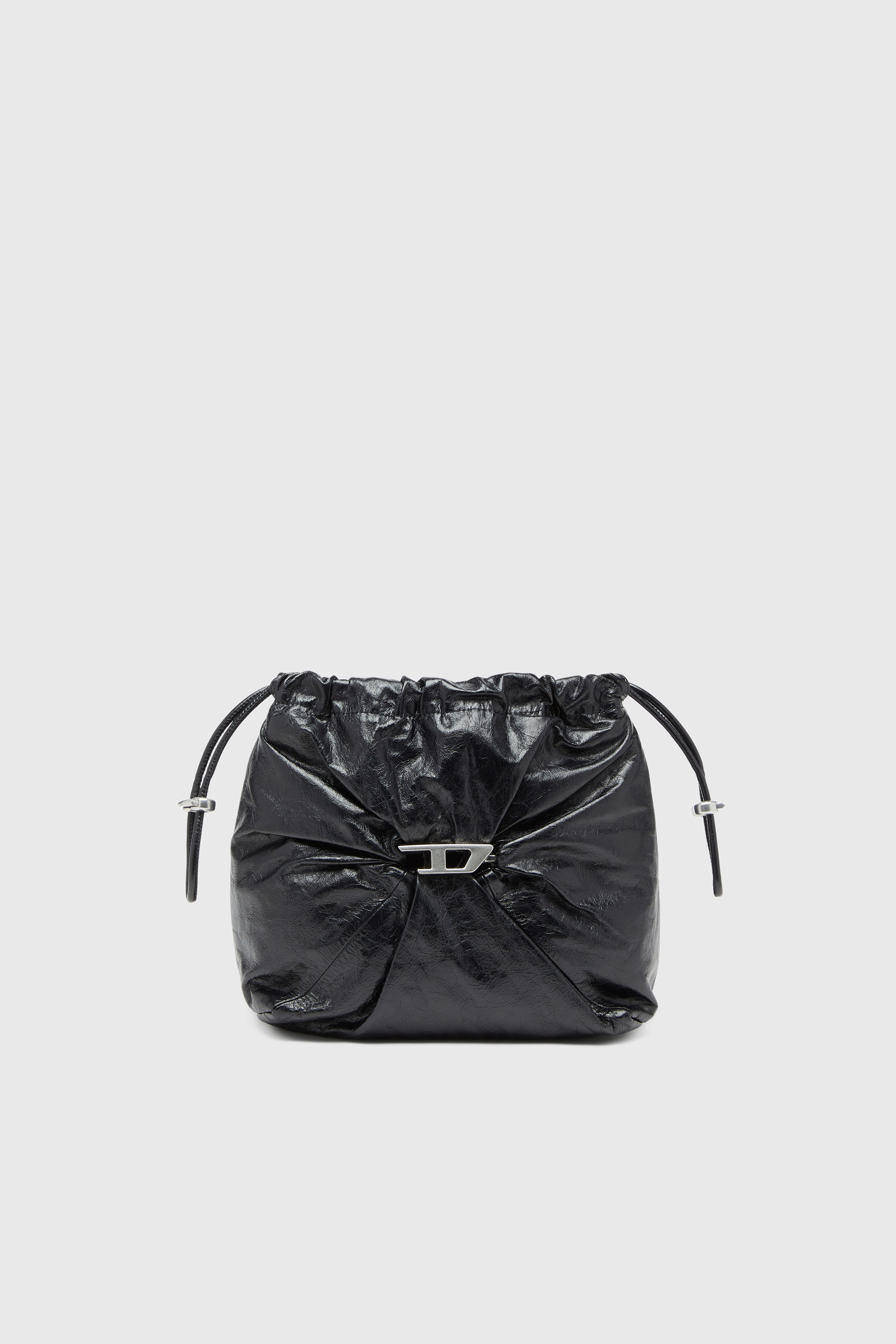 Diesel - SCRUNCH-D BUCKET, Scrunch-D-Sac seau en cuir froiss&eacute; et brillant Femme in Noir - 2