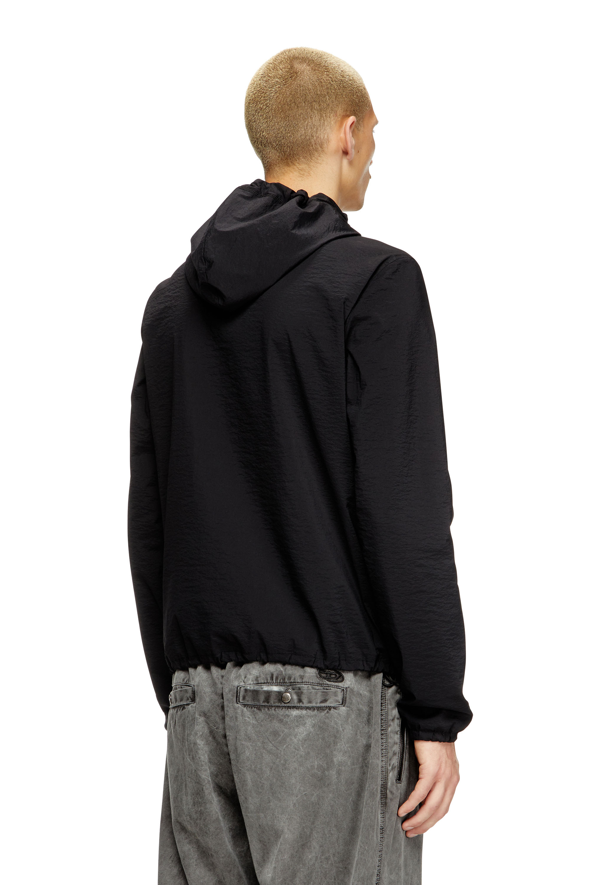 Diesel - J-ANDREW, Veste en nylon avec logo en contour Homme in Noir - 3