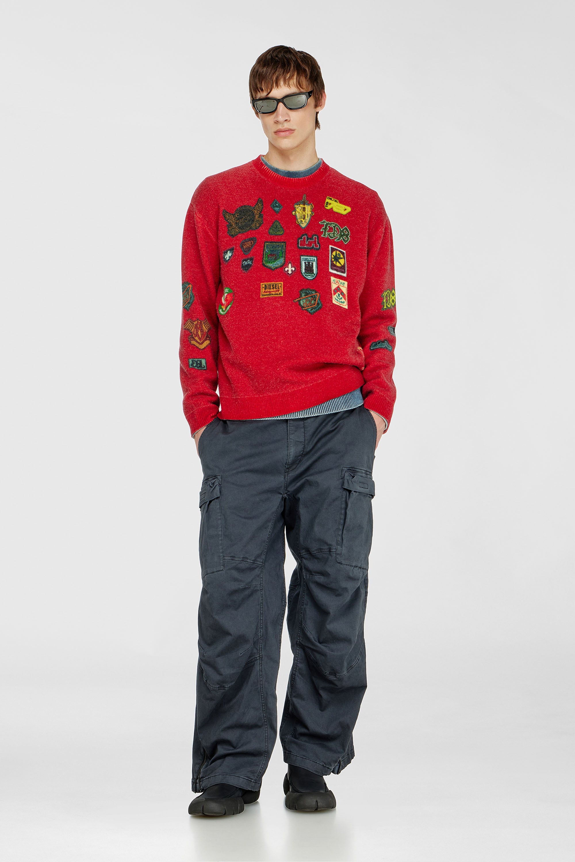 Diesel - K-PATCY, Maglione in lana con patch stampati Uomo in Rosso - 2