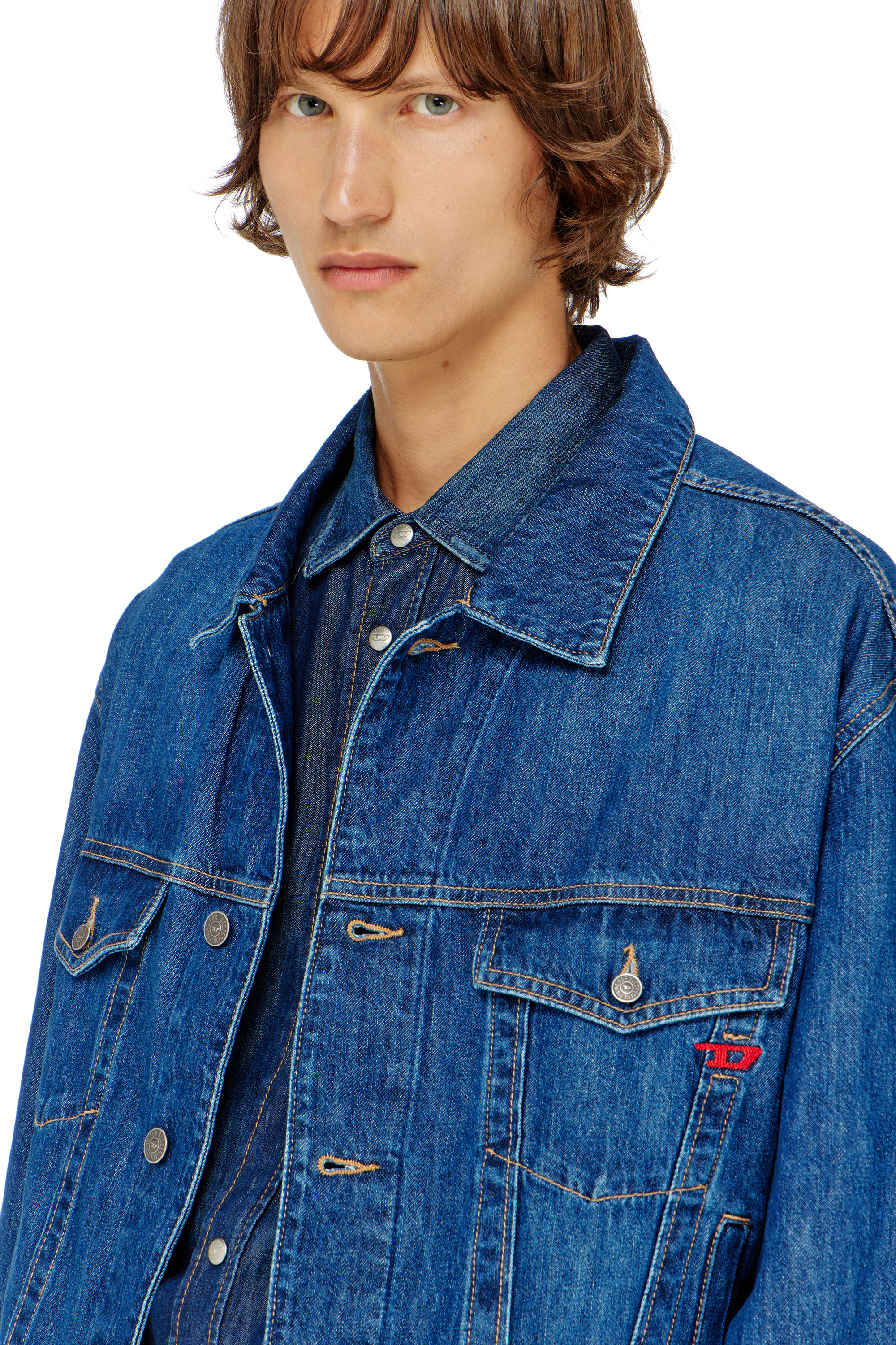 Diesel - D-RANGER, Veste trucker en denim Homme in Bleu - 5
