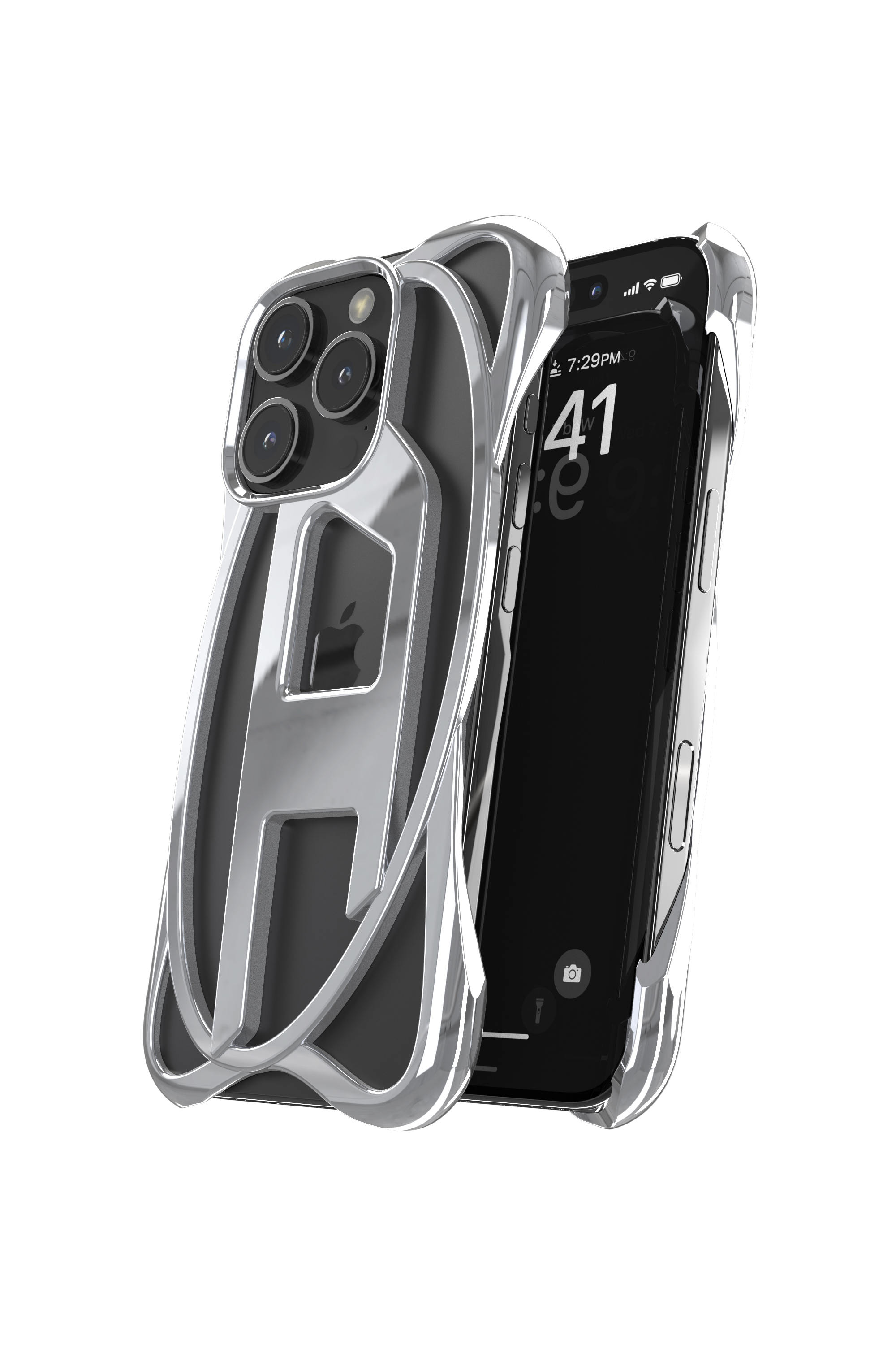 Diesel - 60267 CAGED D CASE, Unisex Gitter-D-Hülle iPhone 16 Pro in Grau - 3