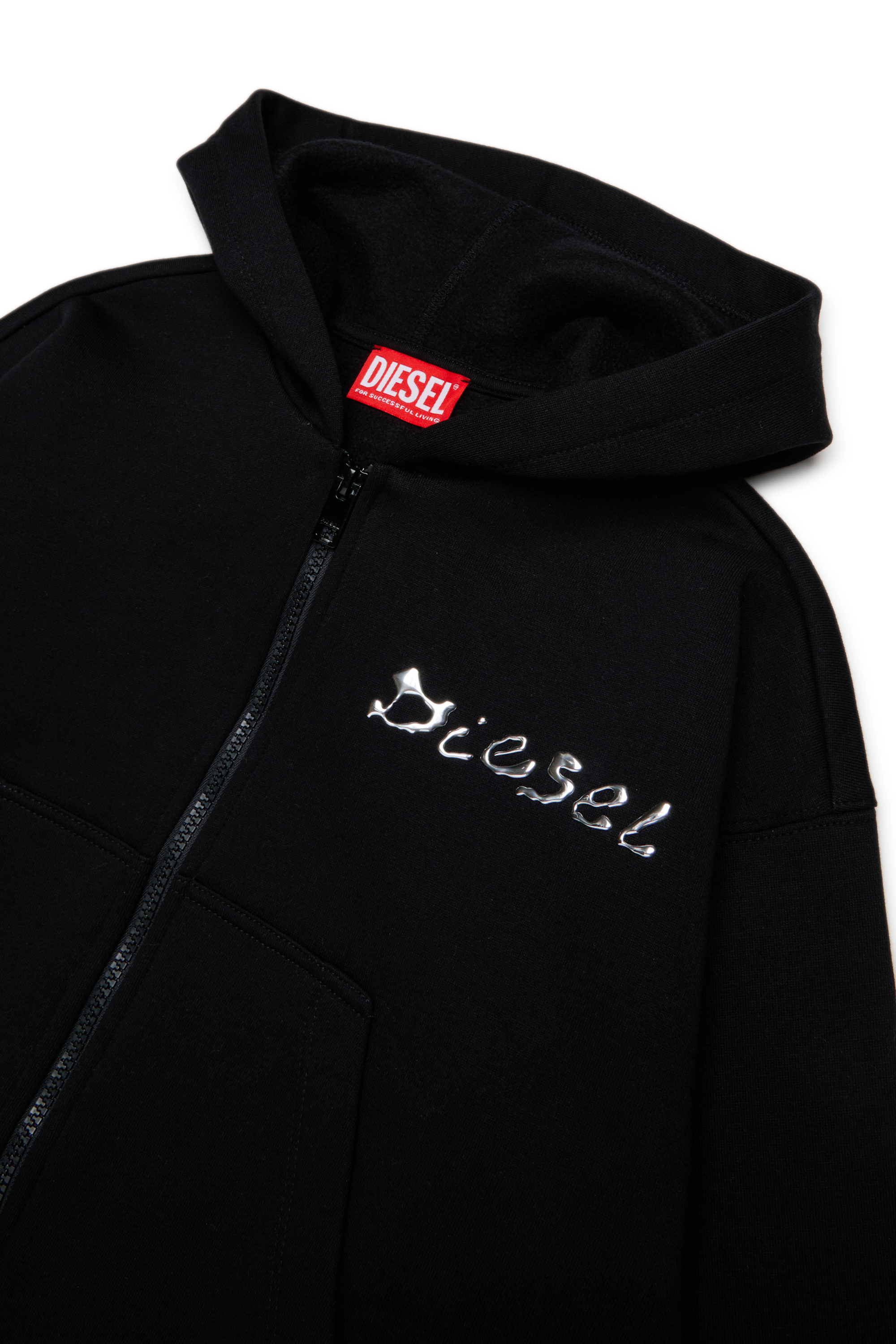 Diesel - STRISTANA, Damen Kapuzenjacke aus Baumwolle mit Reißverschluss in Schwarz - 3