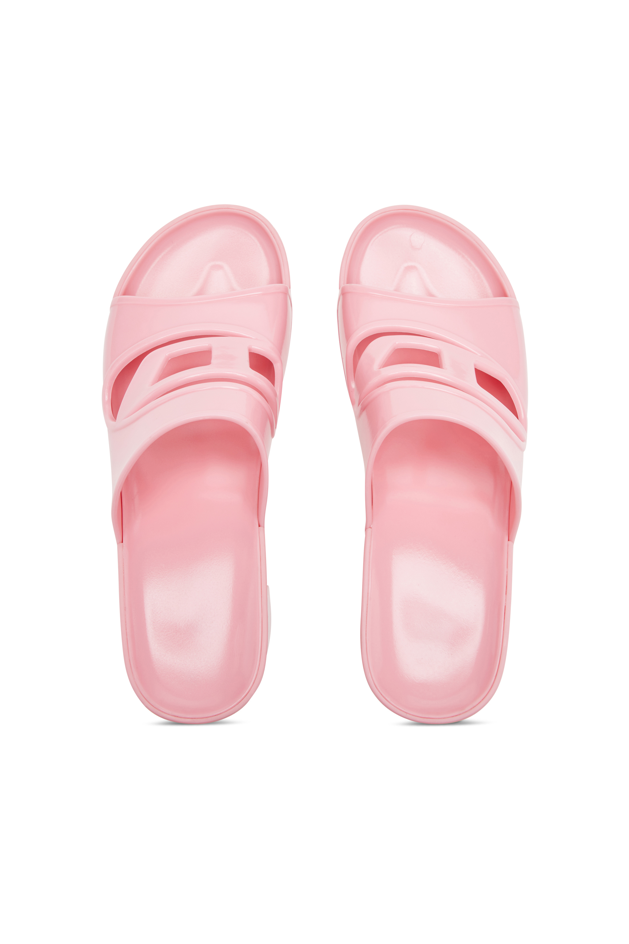 Diesel - SA-BONNIE, Sa-Bonnie-Slide in gomma con tacco e logo cut-out Donna in Rosa - 5